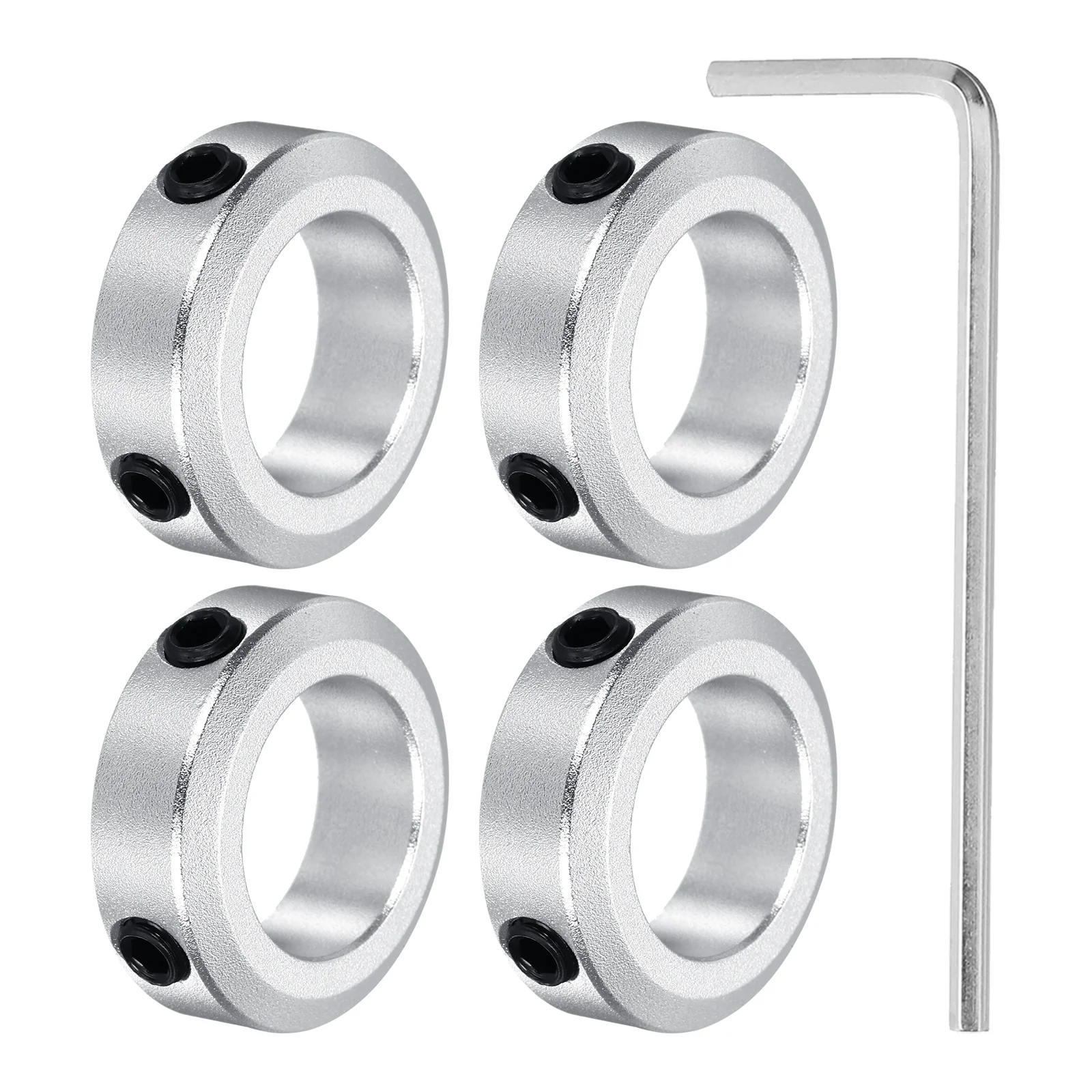 Shaft Collar 0.79" Bore Aluminum Set Screw Style Clamping Collars Silver 4Pcs