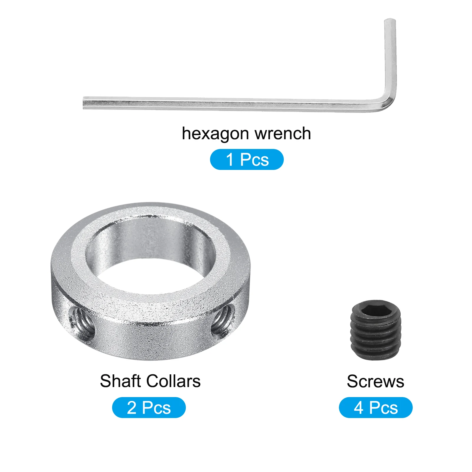 Shaft Collar 0.87" Bore Aluminum Set Screw Style Clamping Collars Silver 2Pcs - Image 3