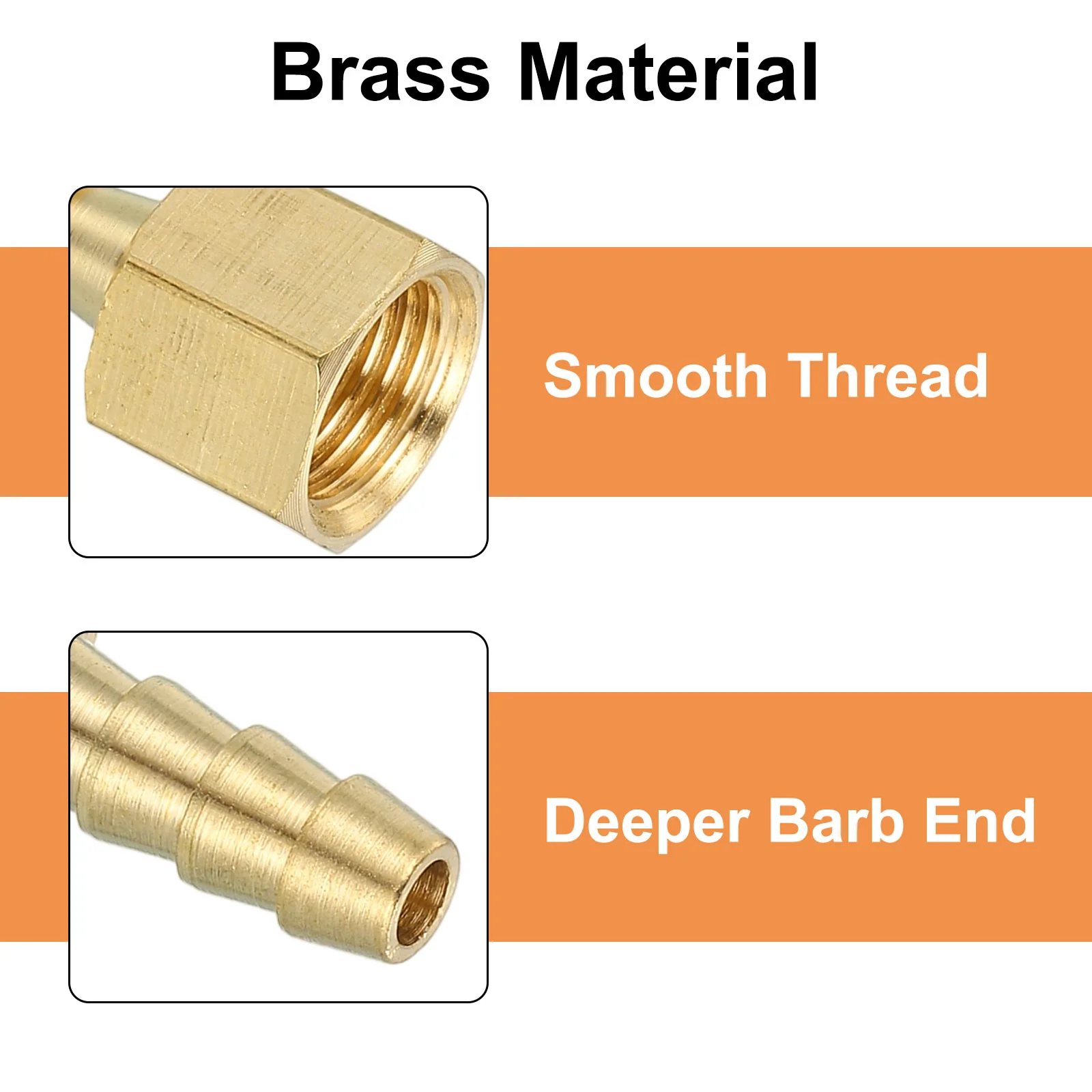 Uxcell 2pcs Brass Hose Barb Fitting, 3/16" Barb x 1/8" NPT Female Barb Pipe Fitting - Image 4