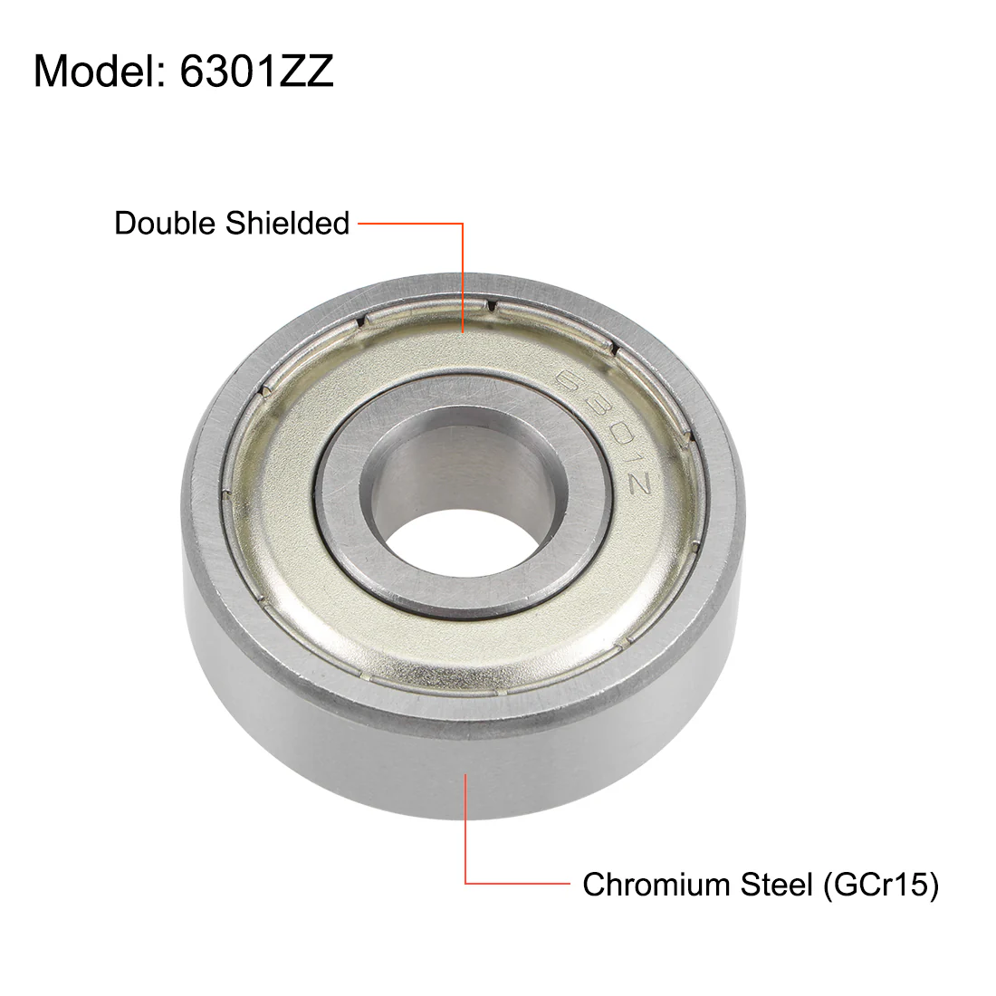 Uxcell 6301ZZ Deep Groove Ball Bearings 12x37x12mm Double Shielded Chrome Steel P6 - Image 2