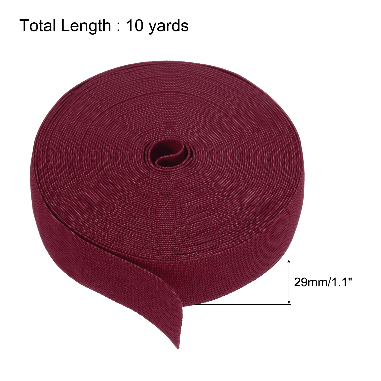 Elastic Bands for Sewing 1.1" 10 Yard Dark Red Knit Elastic Spool High Elasticity for Wigs, Waistband, Pants - Image 2