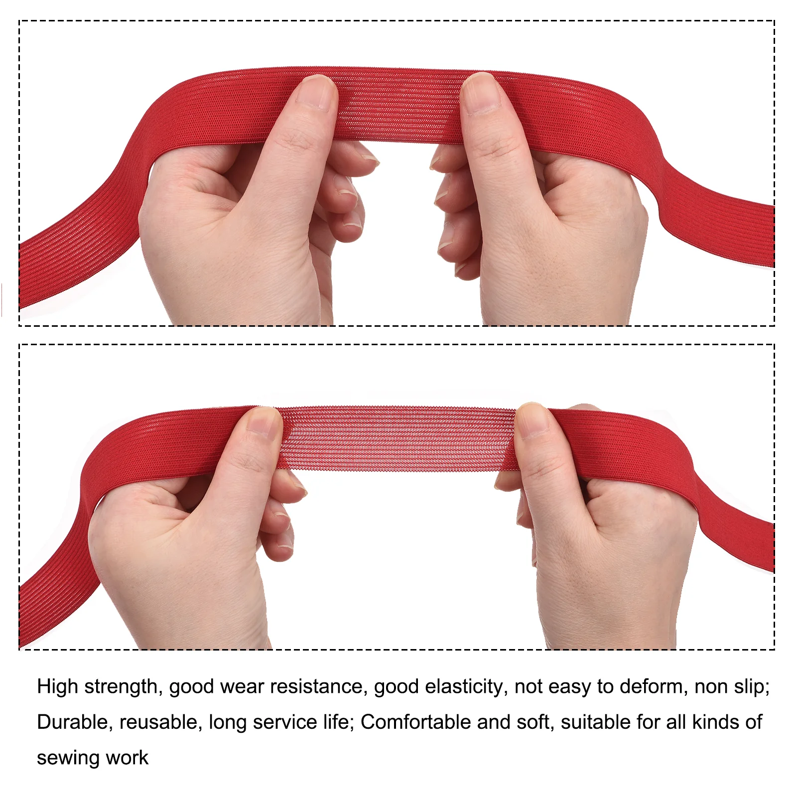 Elastic Bands for Sewing 2" 10 Yard Red Knit Elastic Spool High Elasticity for Wigs, Waistband, Pants - Image 3