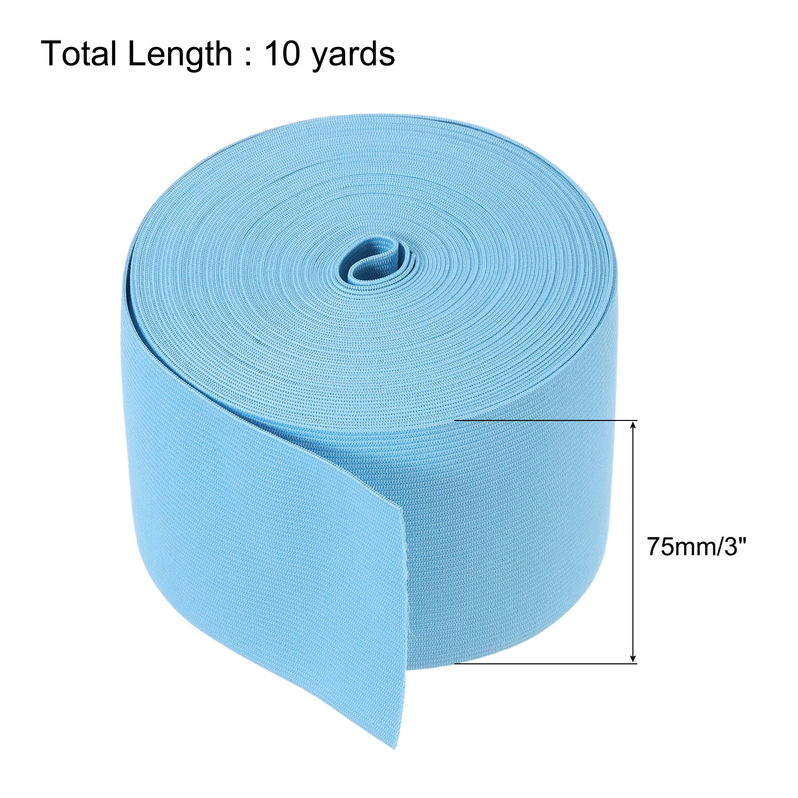 Elastic Bands for Sewing 3" 10 Yard Sky Blue Knit Elastic Spool High Elasticity for Wigs, Waistband, Pants - Image 2