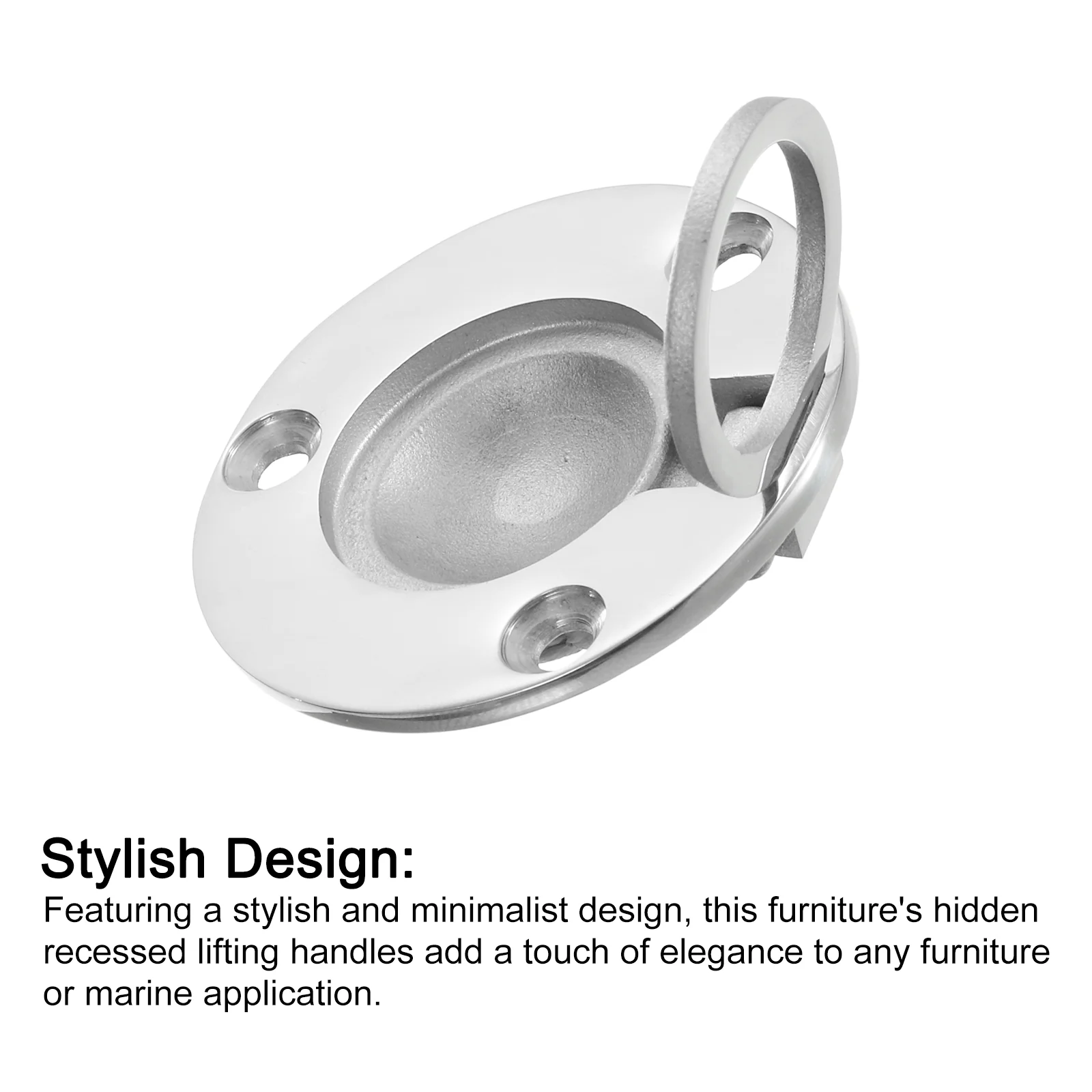 Uxcell Flush Ring Pull Handle, 1Pcs 50 mm 316 Stainless Steel Round Recessed Door Pull - Image 4