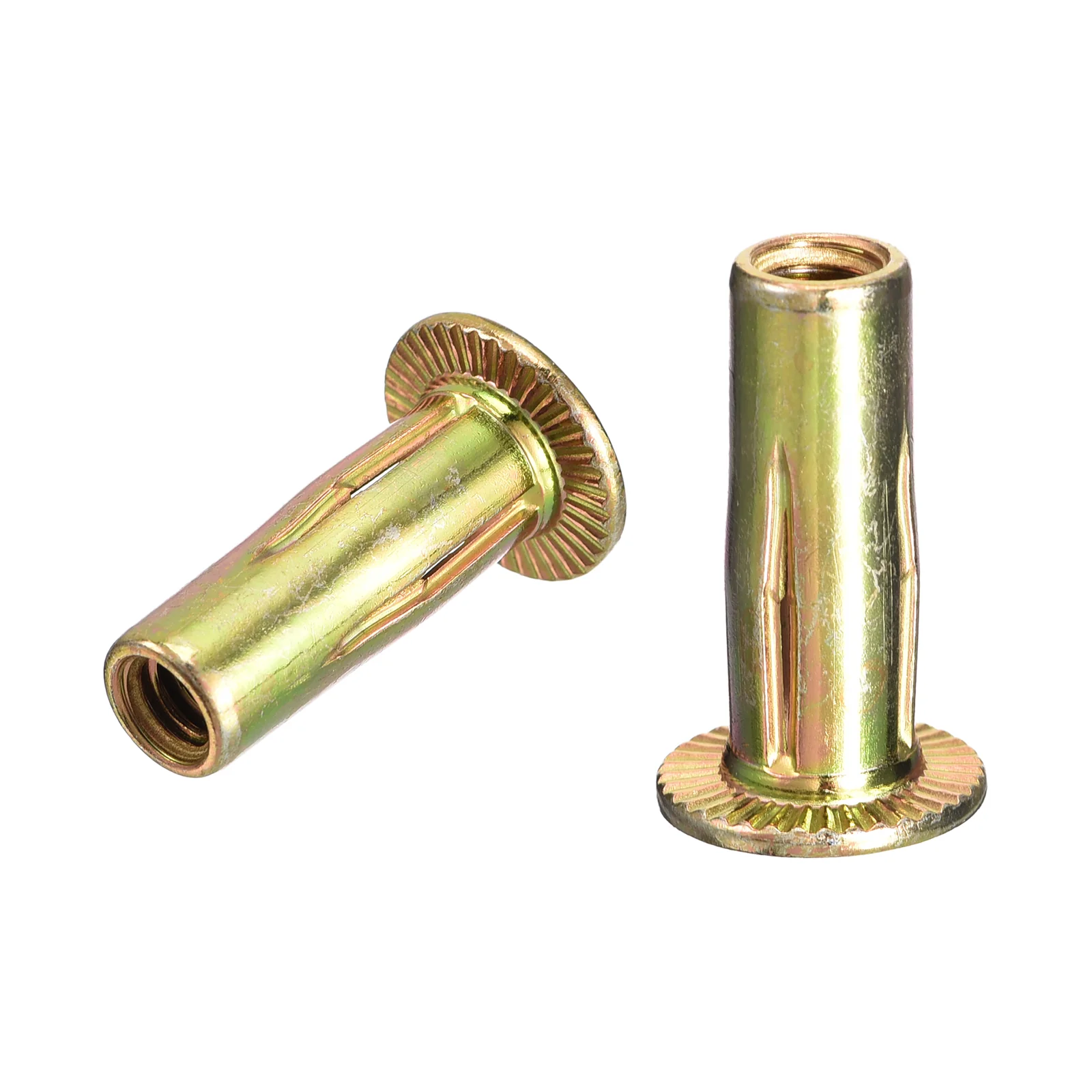 Uxcell 25pcs 1/4-20 Multi-Grip Rivet Nuts Pre-Bulbed Shank Insert Nut Gold Zinc