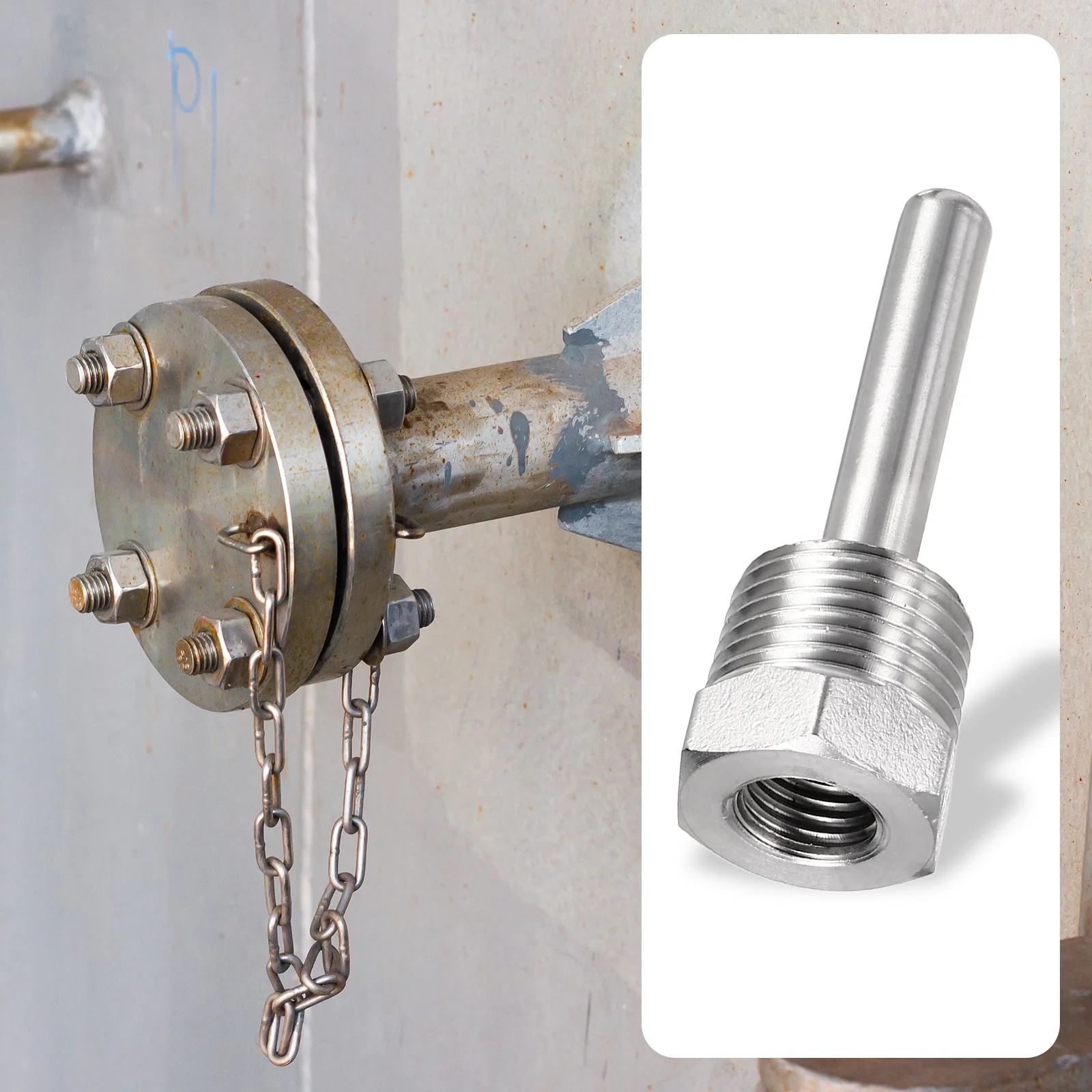 Uxcell Thermowell G1/2 Threads 50mm Stainless Steel Thermowell for Temperature Sensor Thermometer Instruments - Image 4