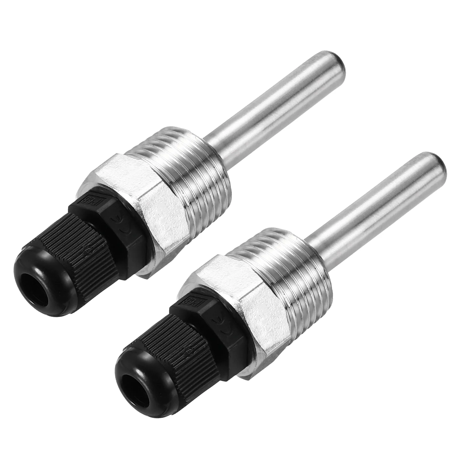 Uxcell 2 Pcs 8mm Dia G1/2 Thermowell Weldless Stainless Steel 304 50mm Black