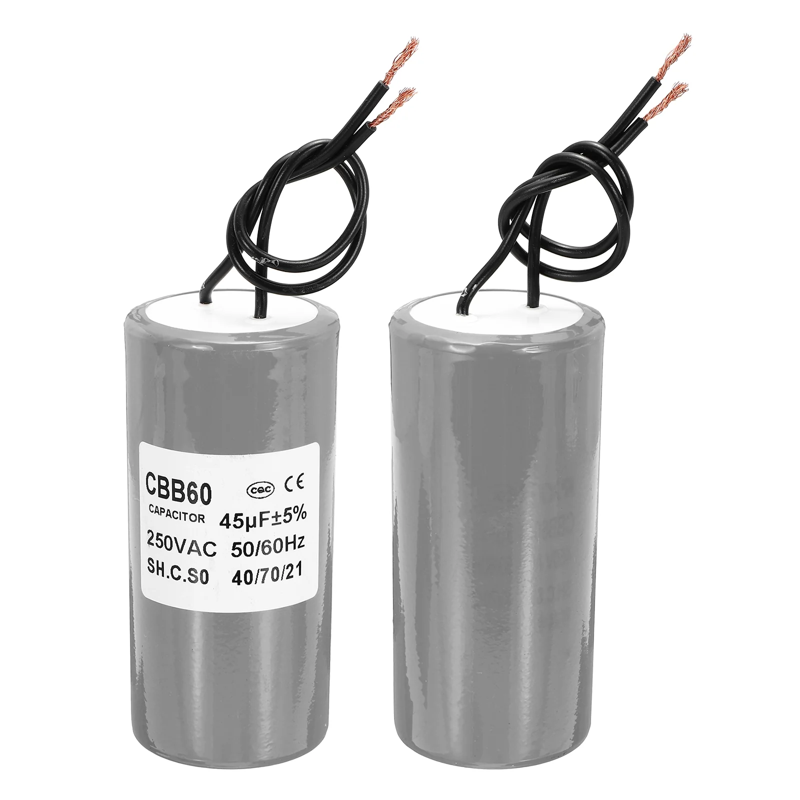 CBB60 45uf Running Capacitor,1Pcs AC 250V 2 Wires 50/60Hz Cylinder Grey 95x45mm for Water Pumps, Washing Machines Motor Start - Image 3