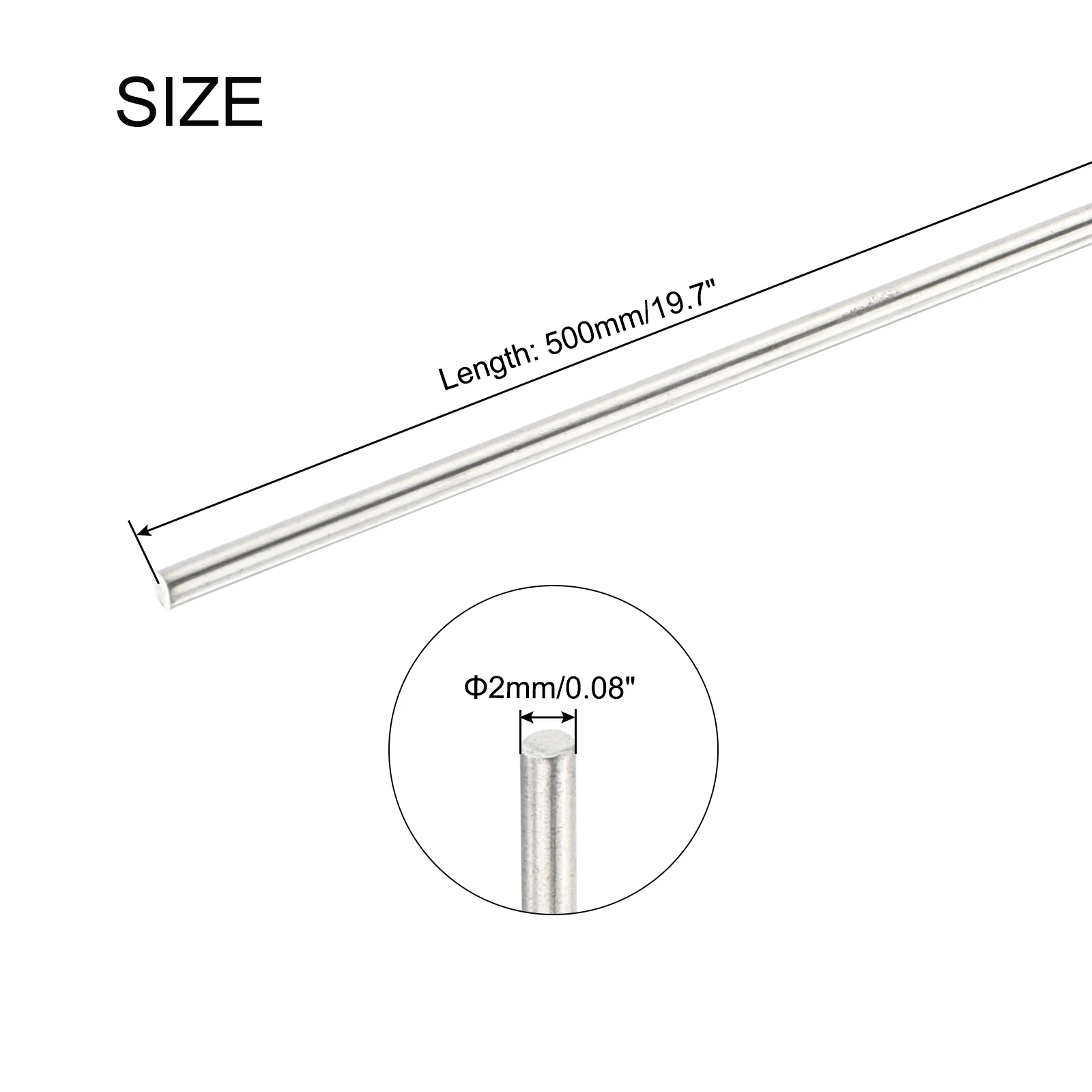 Uxcell 2mm x 500mm Stainless Steel Round Rod for Model Car Helicopter Airplane 10pcs - Image 2