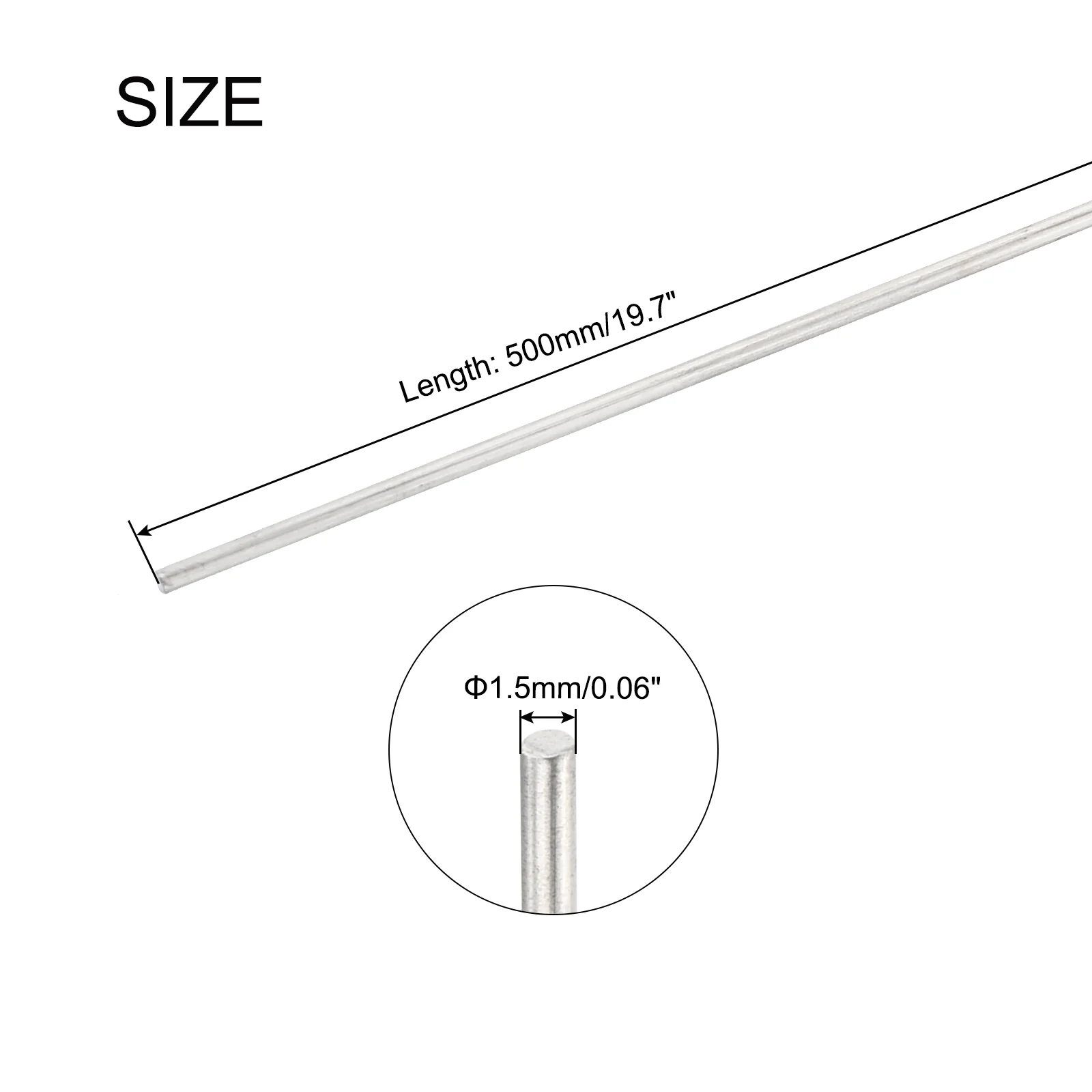 Uxcell 1.5mm x 500mm Stainless Steel Round Rod for Model Car Helicopter Airplane 10pcs - Image 2