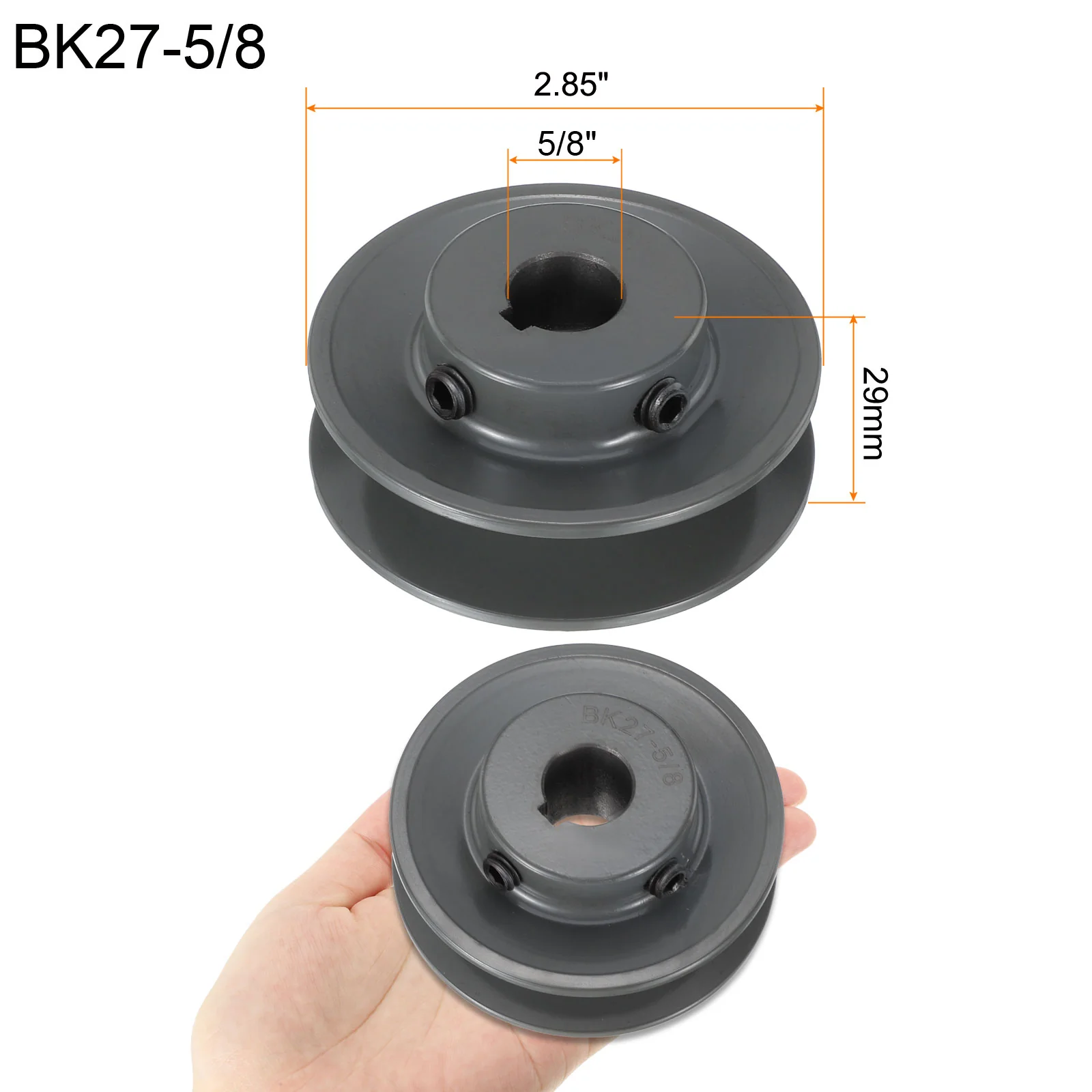 Uxcell BK27-5/8 V-Belt Sheave 5/8"Bore 2.85"OD Single Groove Web Sheave - Image 2