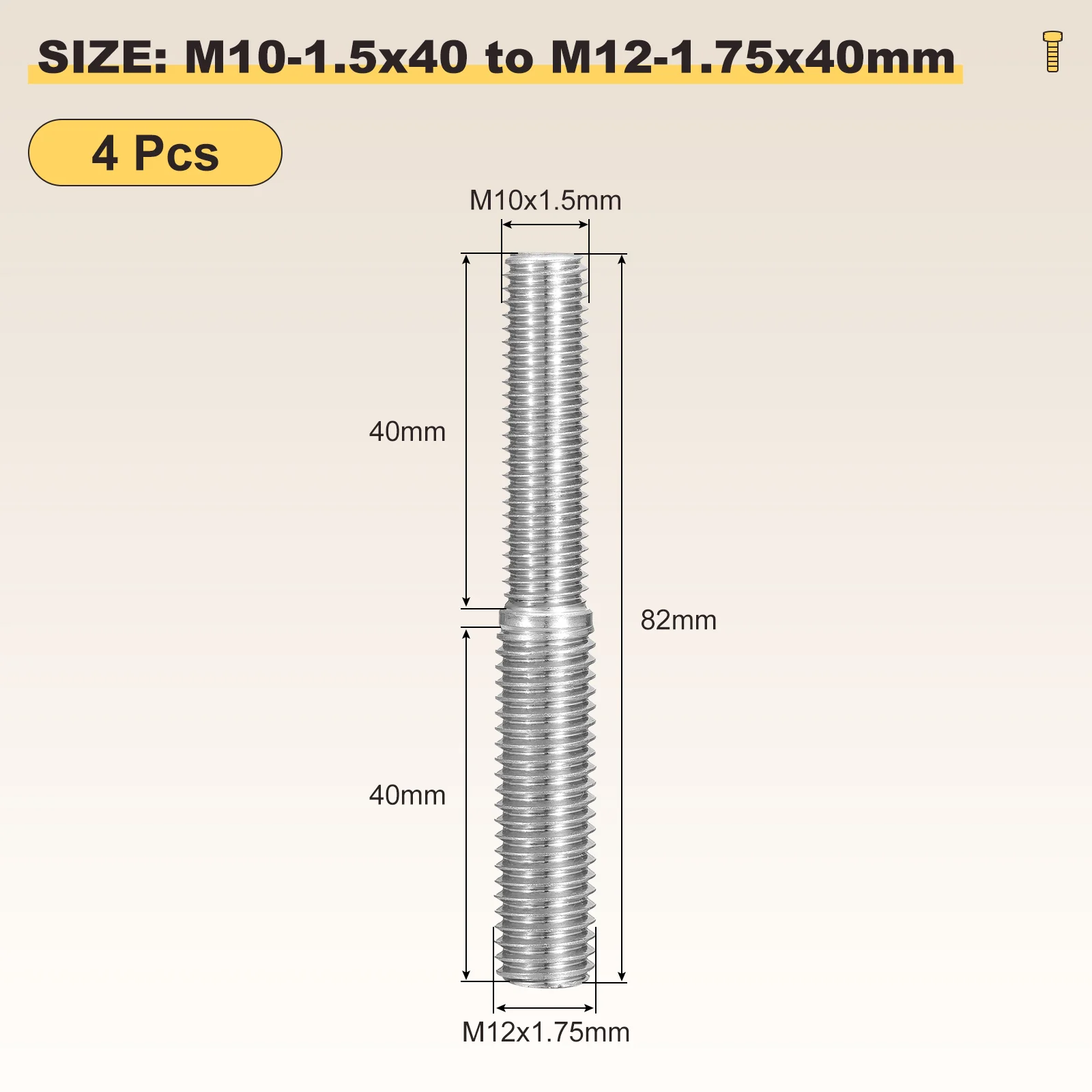 Double End Threaded Stud Screw, Threaded Stud Fasteners - for House Maintenance Craft Loom, Silver Tone - Image 26
