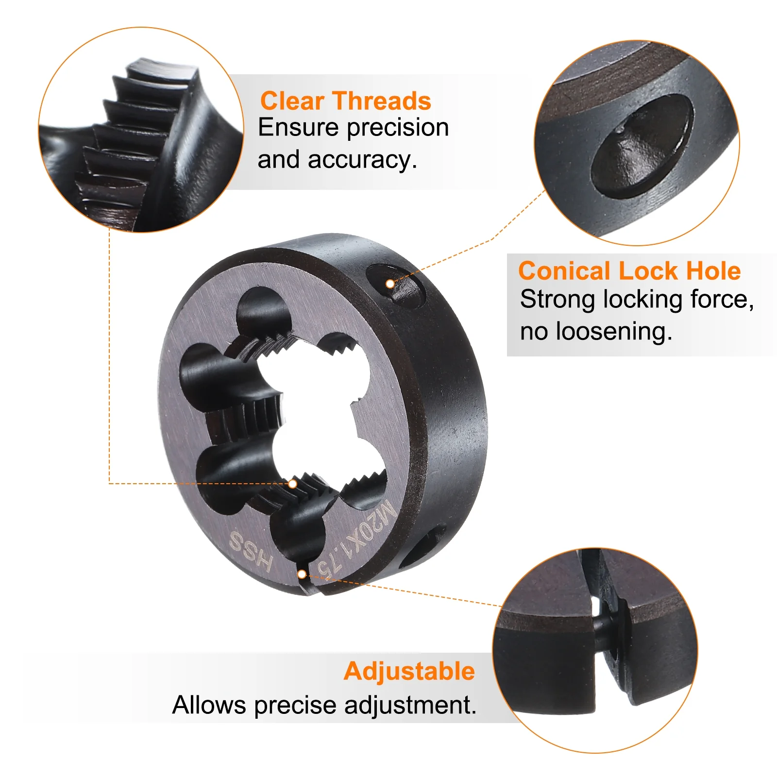 Round Threading Dies Metric Thread Adjustable Right Hand High-Speed Steel (HSS) Round Die Screw Thread Cutting Dies for Thread Repair - Image 27