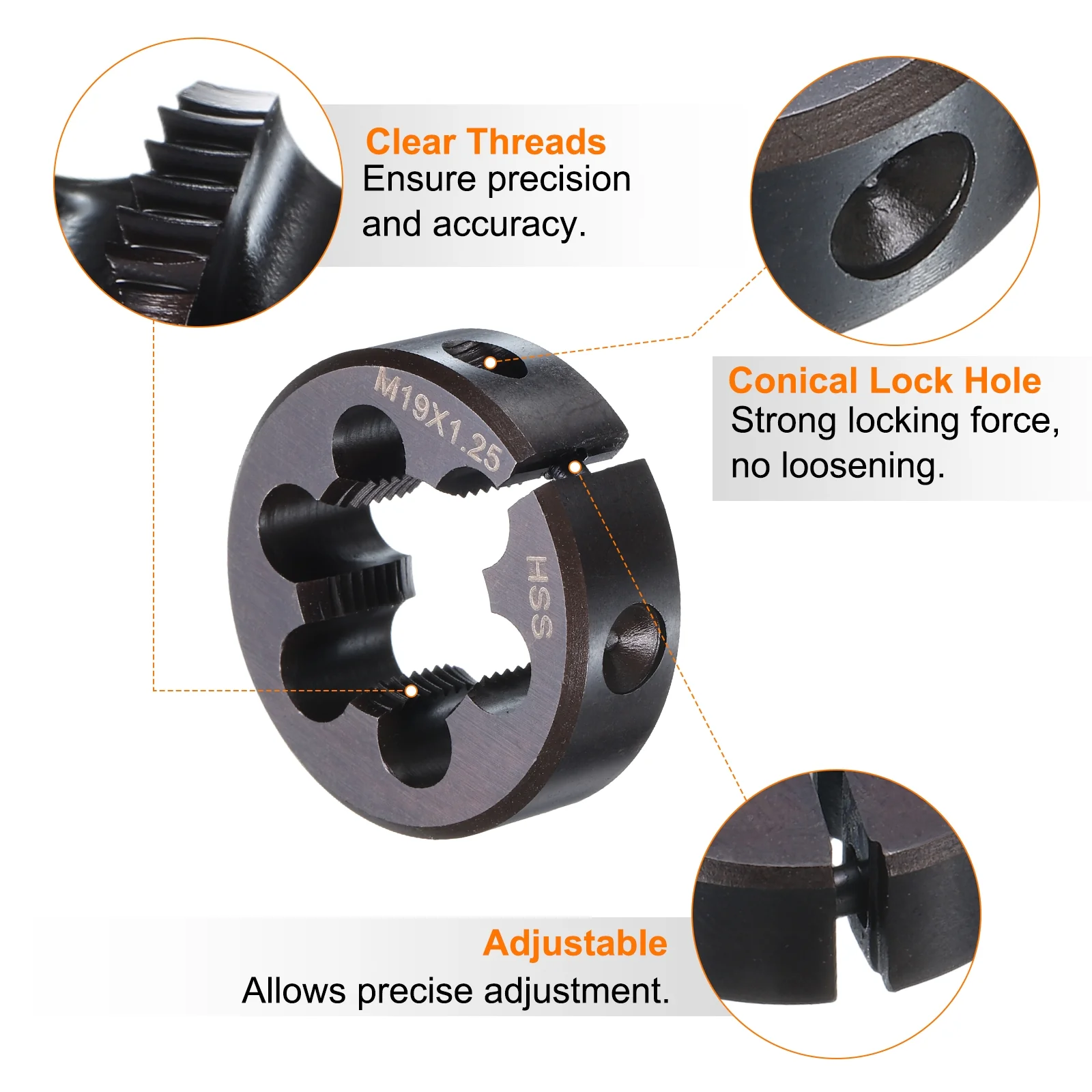 Round Threading Dies Metric Thread Adjustable Right Hand High-Speed Steel (HSS) Round Die Screw Thread Cutting Dies for Thread Repair - Image 3