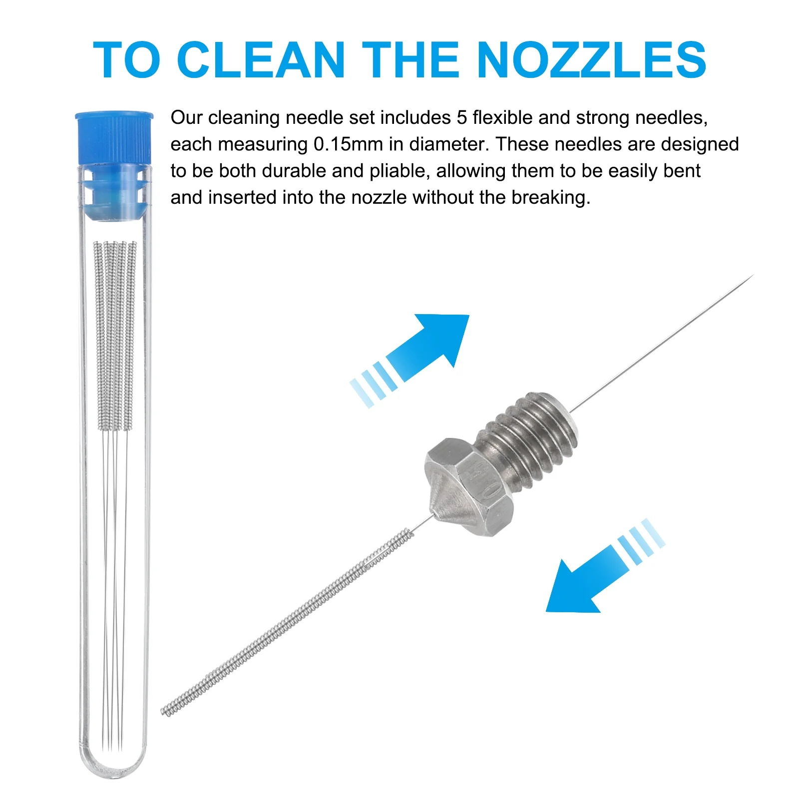 Uxcell 3D Nozzles Kits, 3D Printer Brass Nozzles, Cleaning Needle for 3D Printers - Image 4