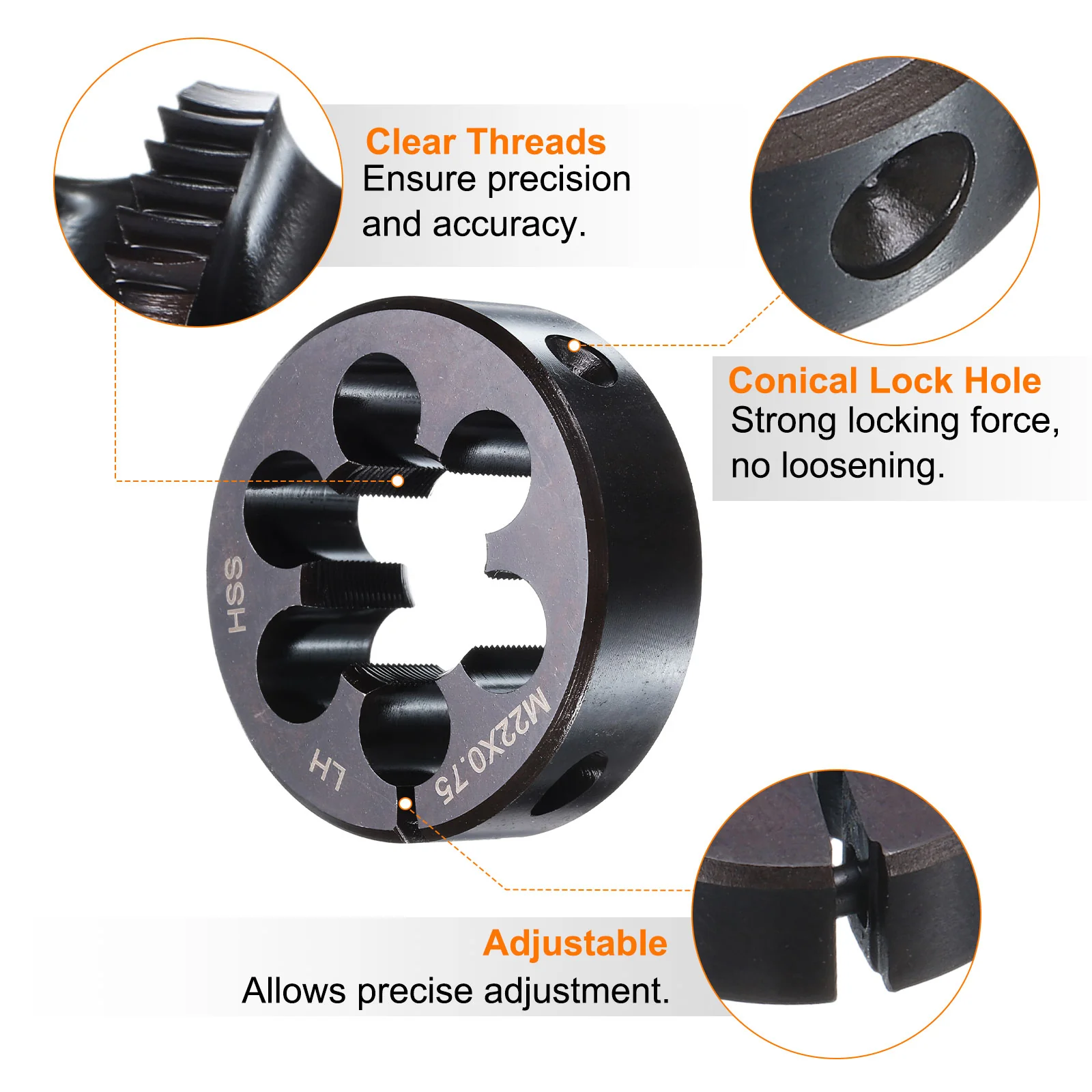 Round Threading Die Metric Thread Adjustable Left Hand High-Speed Steel (HSS) Round Die Screw Thread Cutting Die for Thread Repair - Image 27