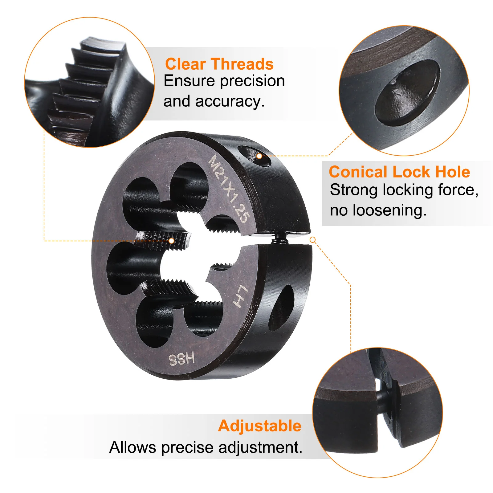 Round Threading Die Metric Thread Adjustable Left Hand High-Speed Steel (HSS) Round Die Screw Thread Cutting Die for Thread Repair - Image 75
