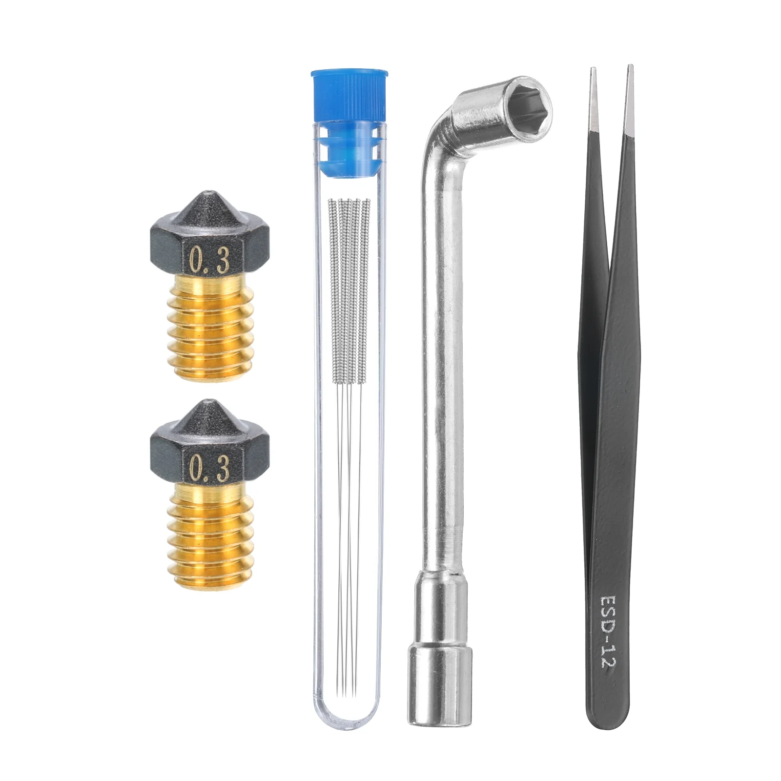 Uxcell 3D Nozzles Kit, 2pcs 3D Printer Brass Nozzles 0.3mm, 5pcs Cleaning Needles
