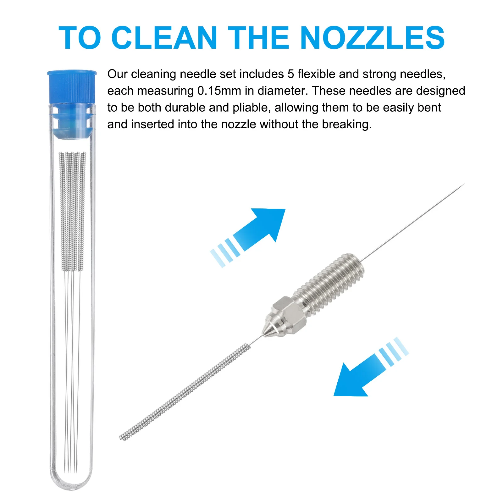 Uxcell 3D Nozzles Kit, 2pcs k1 Copper Alloy Nozzles 0.2mm, Nozzle Cleaning Needles - Image 4