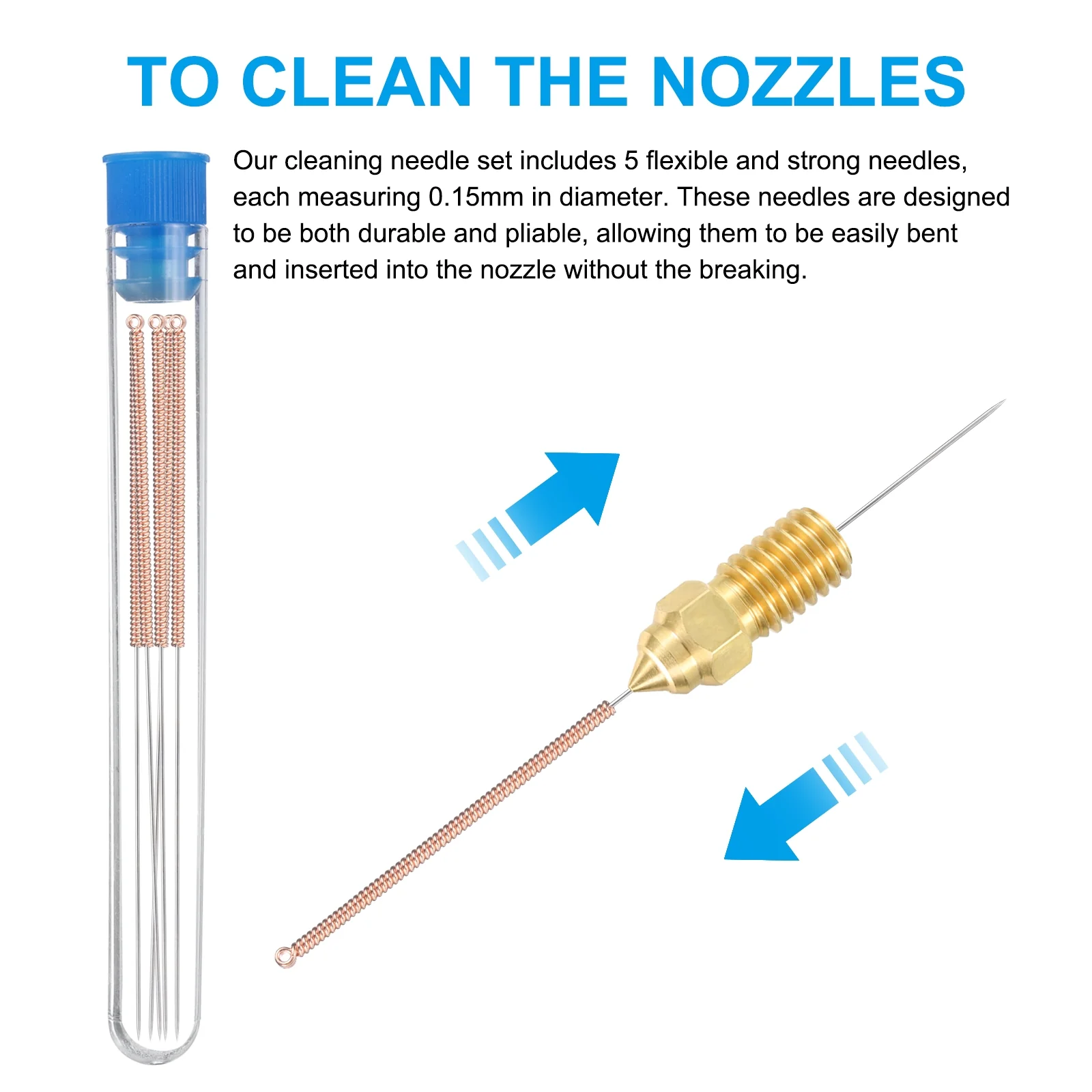 Uxcell 3D Nozzles Kit 3D Printer Brass Nozzles Nozzle Cleaning Needles - Image 4