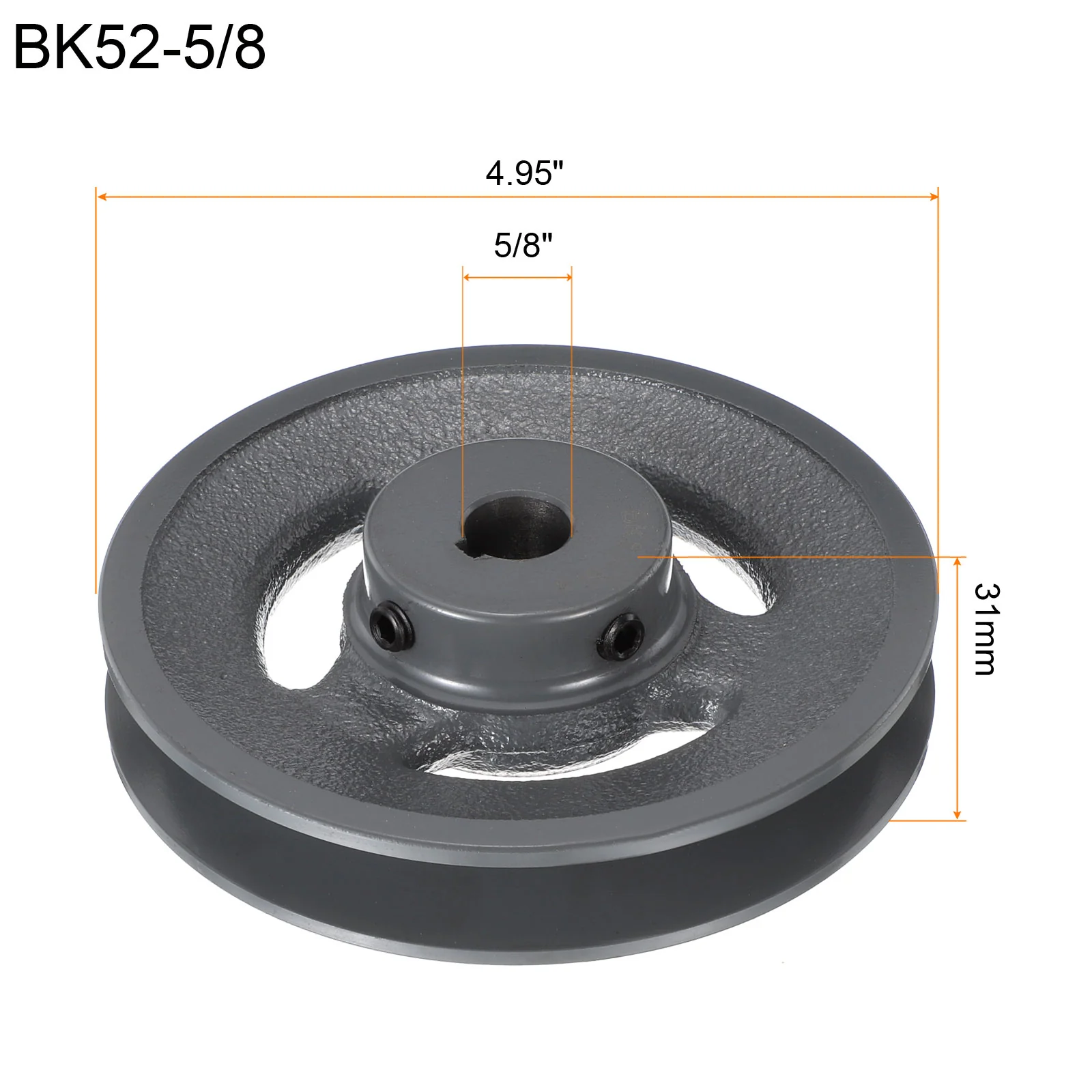 Uxcell BK52-5/8 V-Belt Sheave 5/8"Bore 4.95"OD Single Groove - Image 2