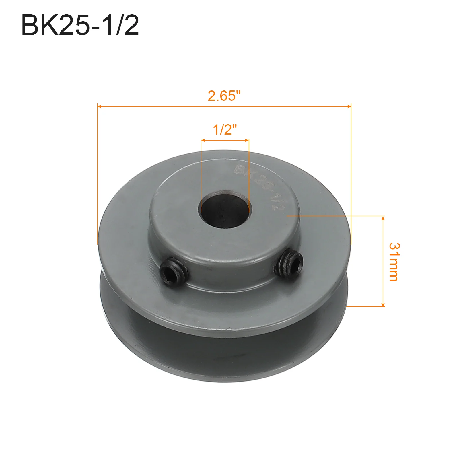 Uxcell BK25-1/2 V-Belt Sheave 1/2"Bore 2.65"OD Single Groove Web Sheave - Image 2