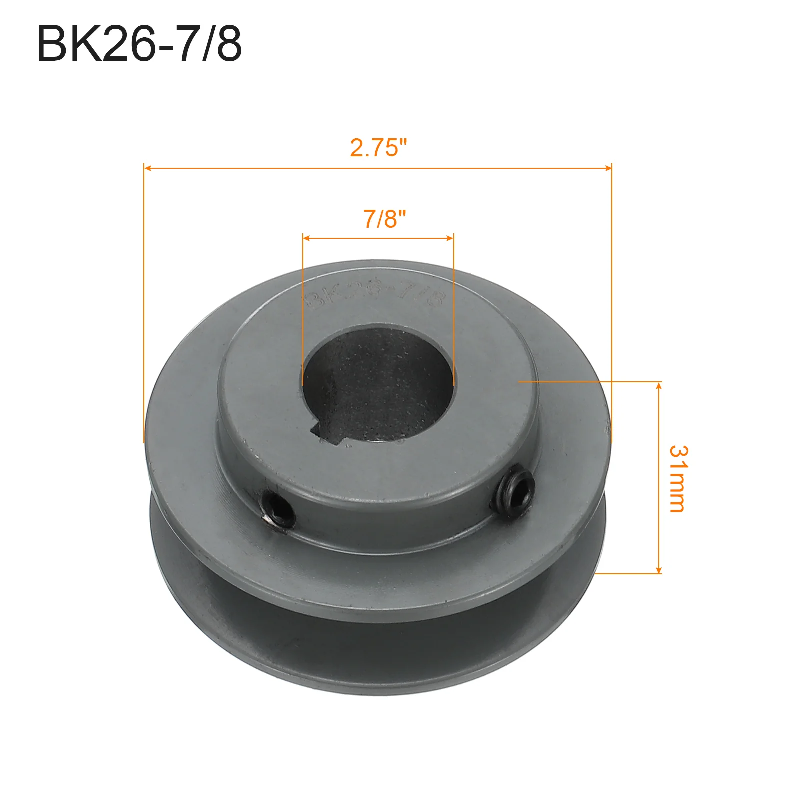 Uxcell BK26-7/8 V-Belt Sheave 7/8"Bore 2.75"OD Single Groove Web Sheave - Image 2