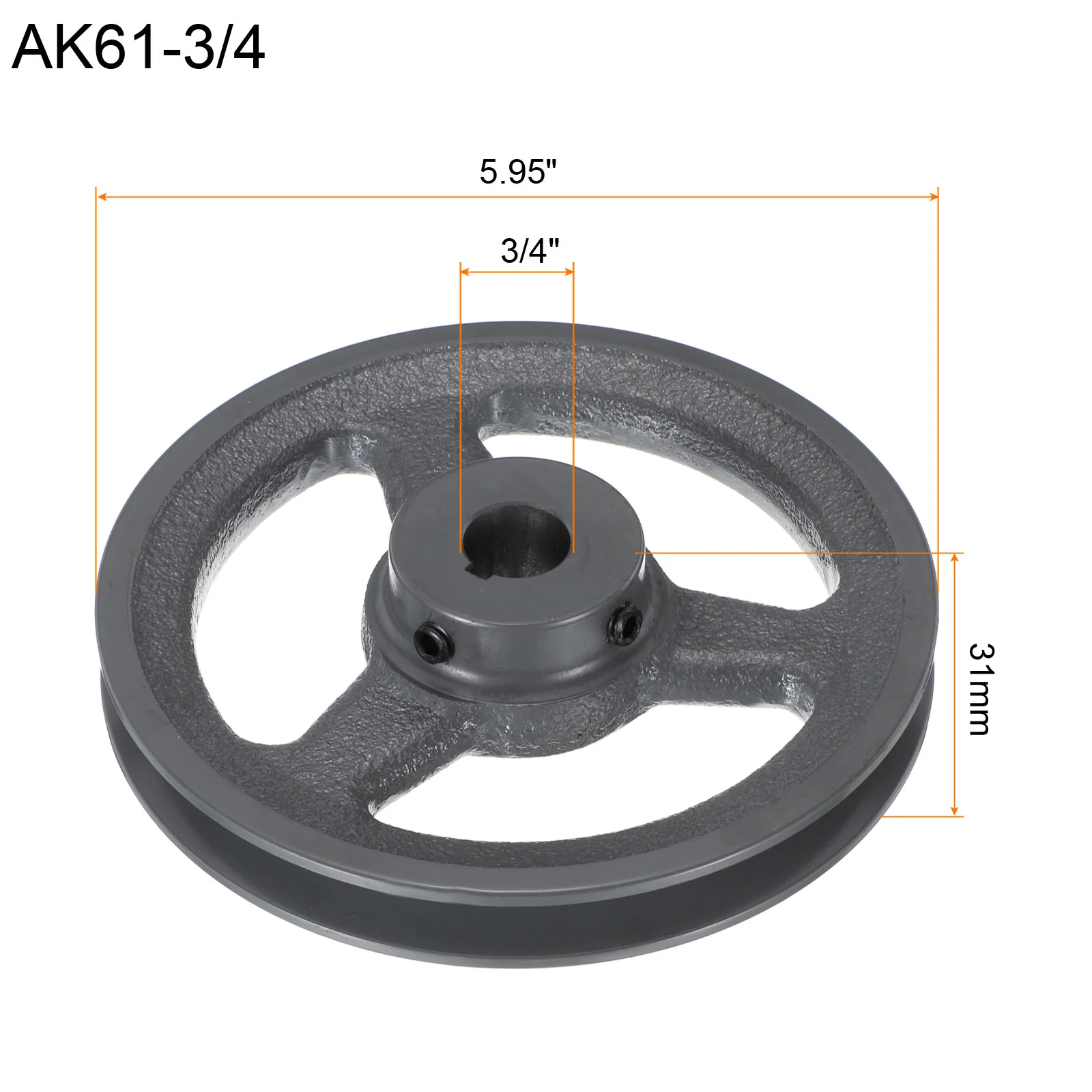 Uxcell AK61-3/4 V-Belt Sheave 3/4"Bore 5.95"OD Single Groove - Image 2