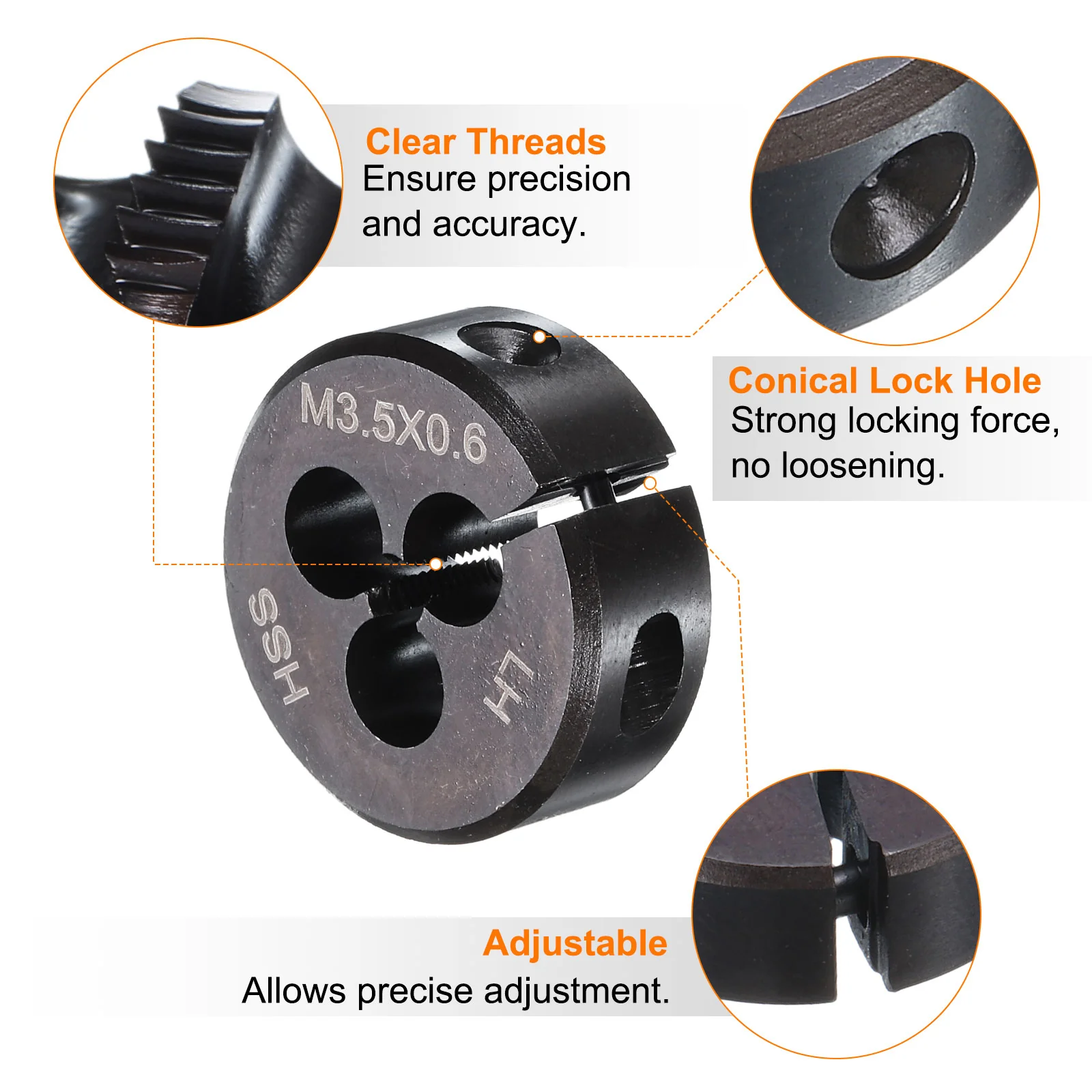 Round Threading Die Metric Thread Adjustable Left Hand High Speed Steel (HSS) Round Die Screw Thread Cutting Die for Thread Repair - Image 15
