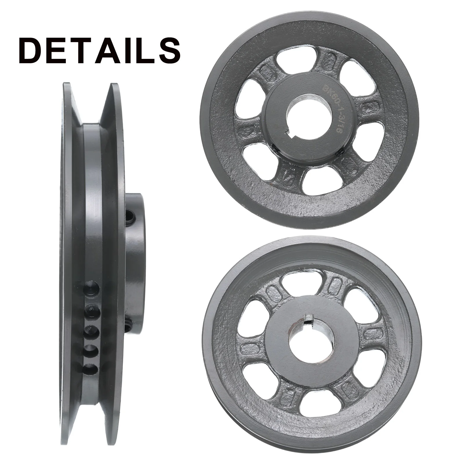 Uxcell BK60-1 3/16 V-Belt Sheave 1-3/16"Bore 5.75"OD Single Groove Web Sheave - Image 3