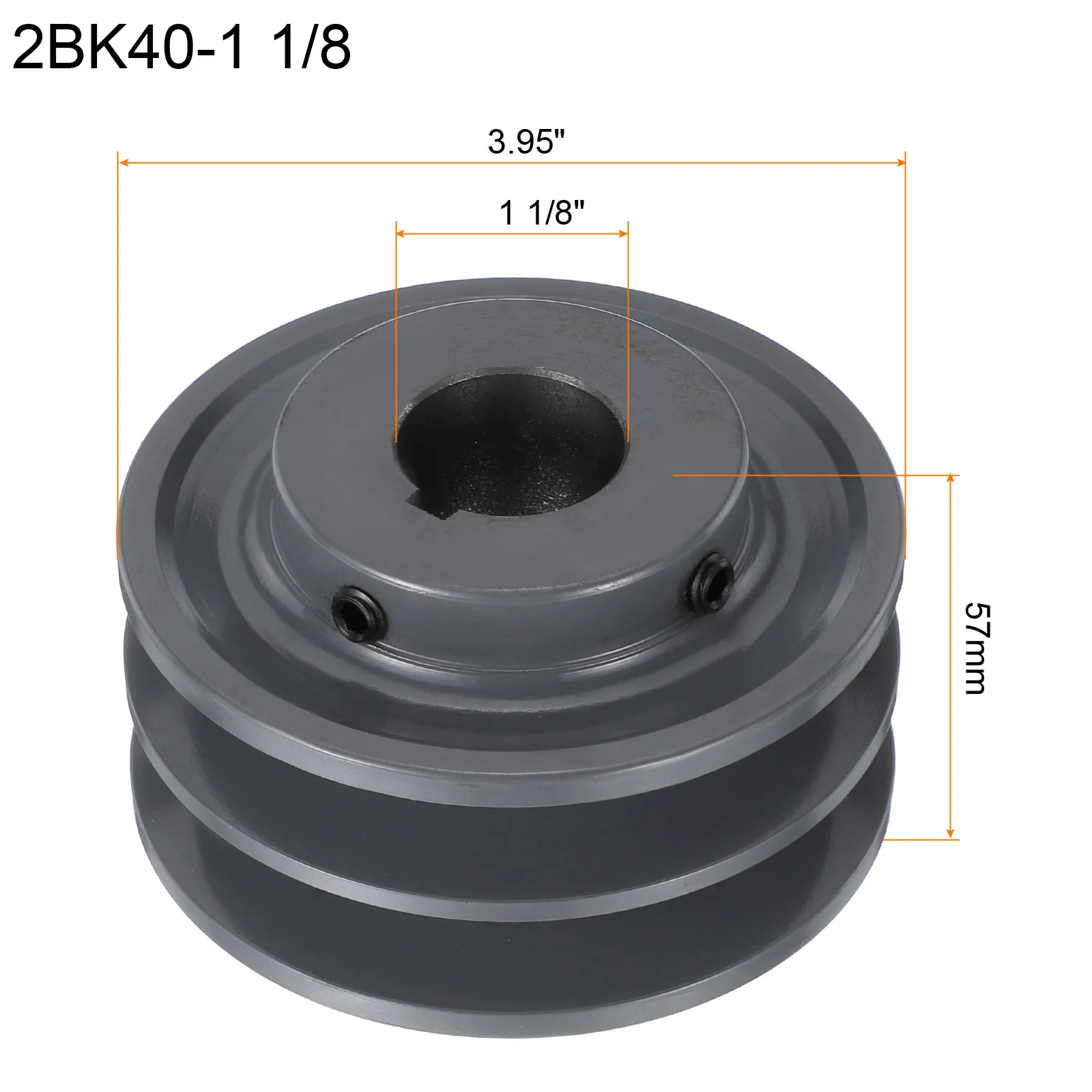 Uxcell 2BK40-1 1/8 V-Belt Sheave 1 1/8"Bore 3.95"OD Double Groove - Image 2