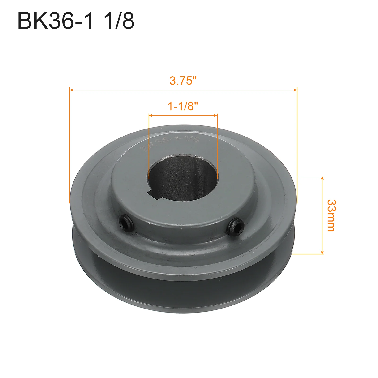 Uxcell BK36-1 1/8 V-Belt Sheave 1-1/8"Bore 3.75"OD Single Groove for 3L or B Belt - Image 2