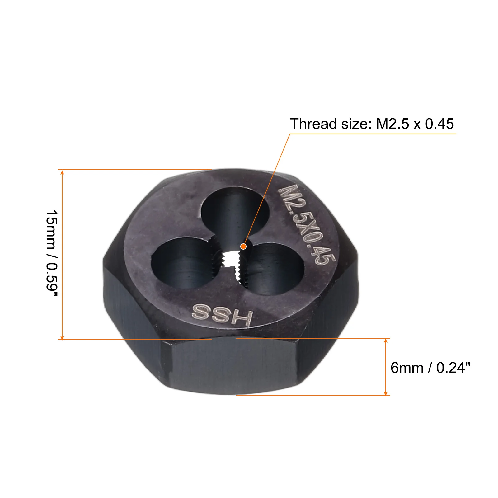 Hex Threading Die M2.5 x 0.45 Metric Thread Right Hand Screw Cutting Fixed Dies - Image 2