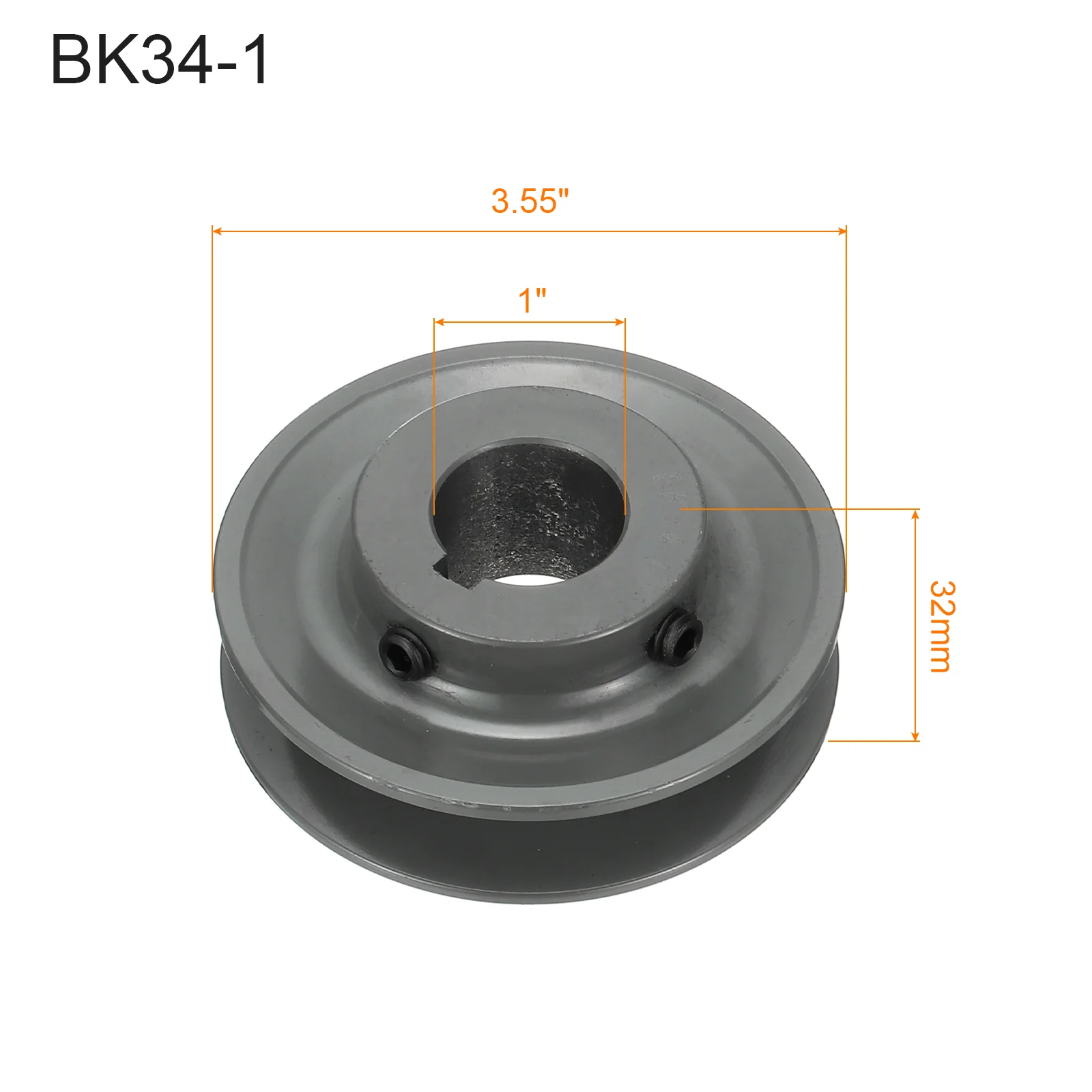 Uxcell BK34-1 V-Belt Sheave 1"Bore 3.55"OD Single Groove - Image 2