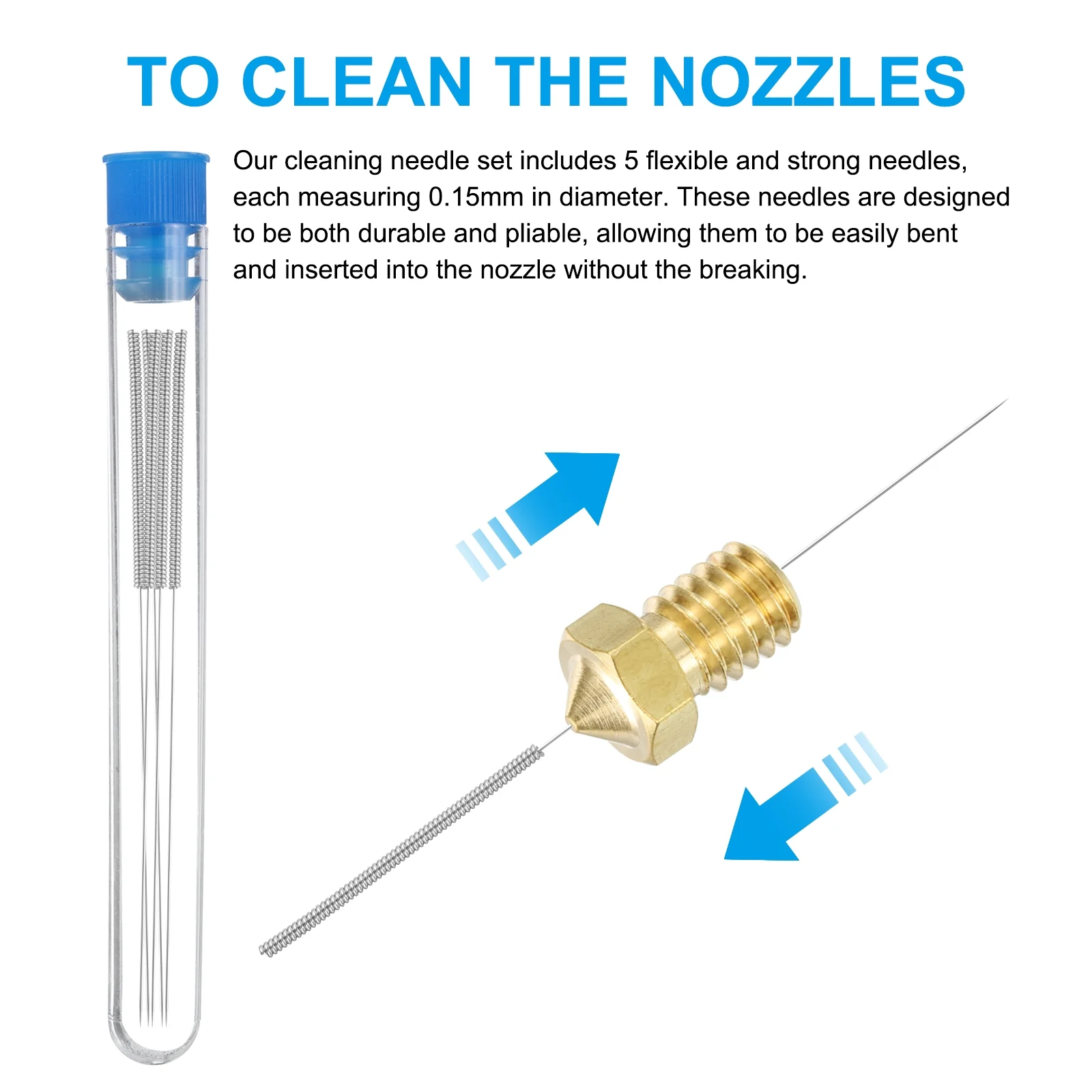 Uxcell 3D Nozzles Kits, 3D Printers Brass Nozzles, Nozzle Cleaning Needles - Image 16