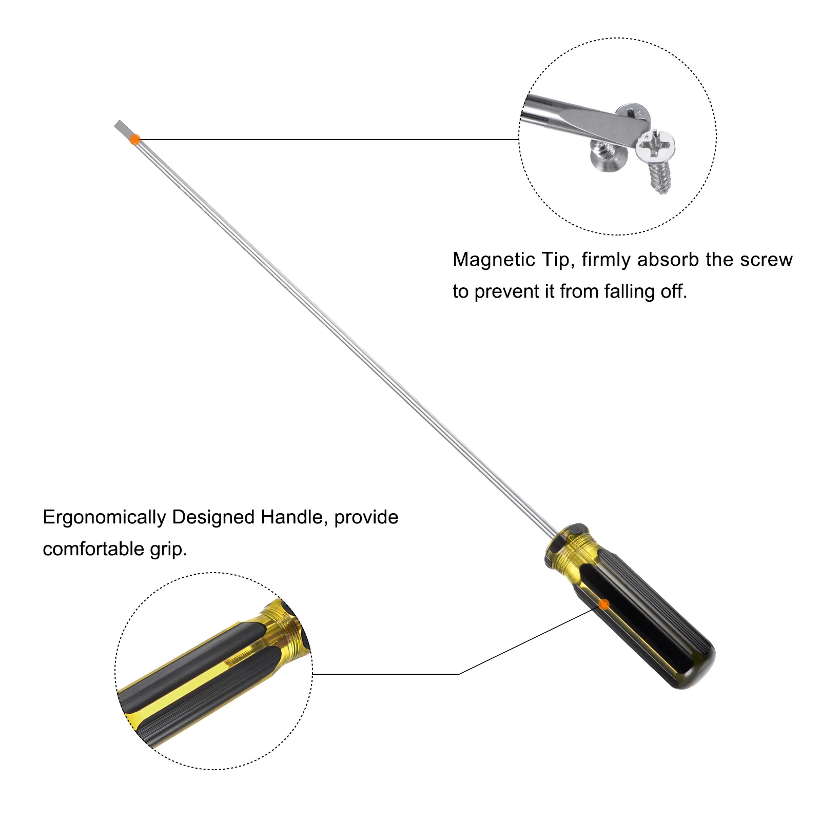 Long Slotted Screwdriver Shank CR-V Flat Head Magnetic Screwdrivers for Automobile Repair - Image 14