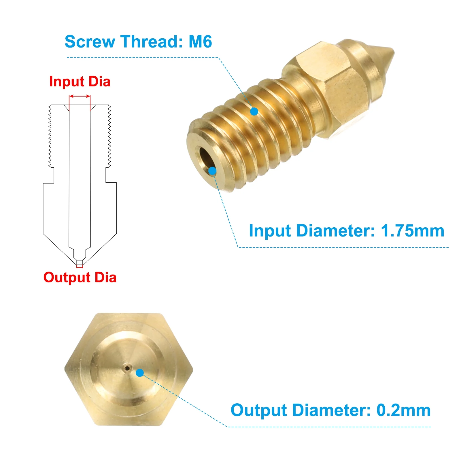 Uxcell 3D Nozzles Kits 3D Printer Brass Nozzles, Cleaner Needles for 3D Printers - Image 2