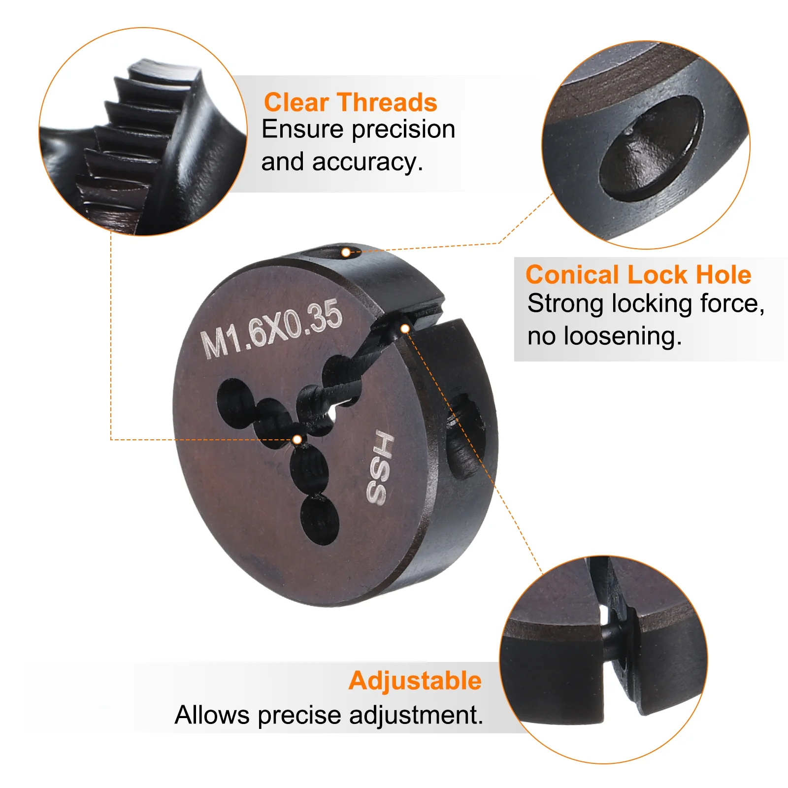 Round Threading Die Metric Thread Adjustable Right Hand High-Speed Steel (HSS) Round Die Screw Thread Cutting Die for Thread Repair - Image 3