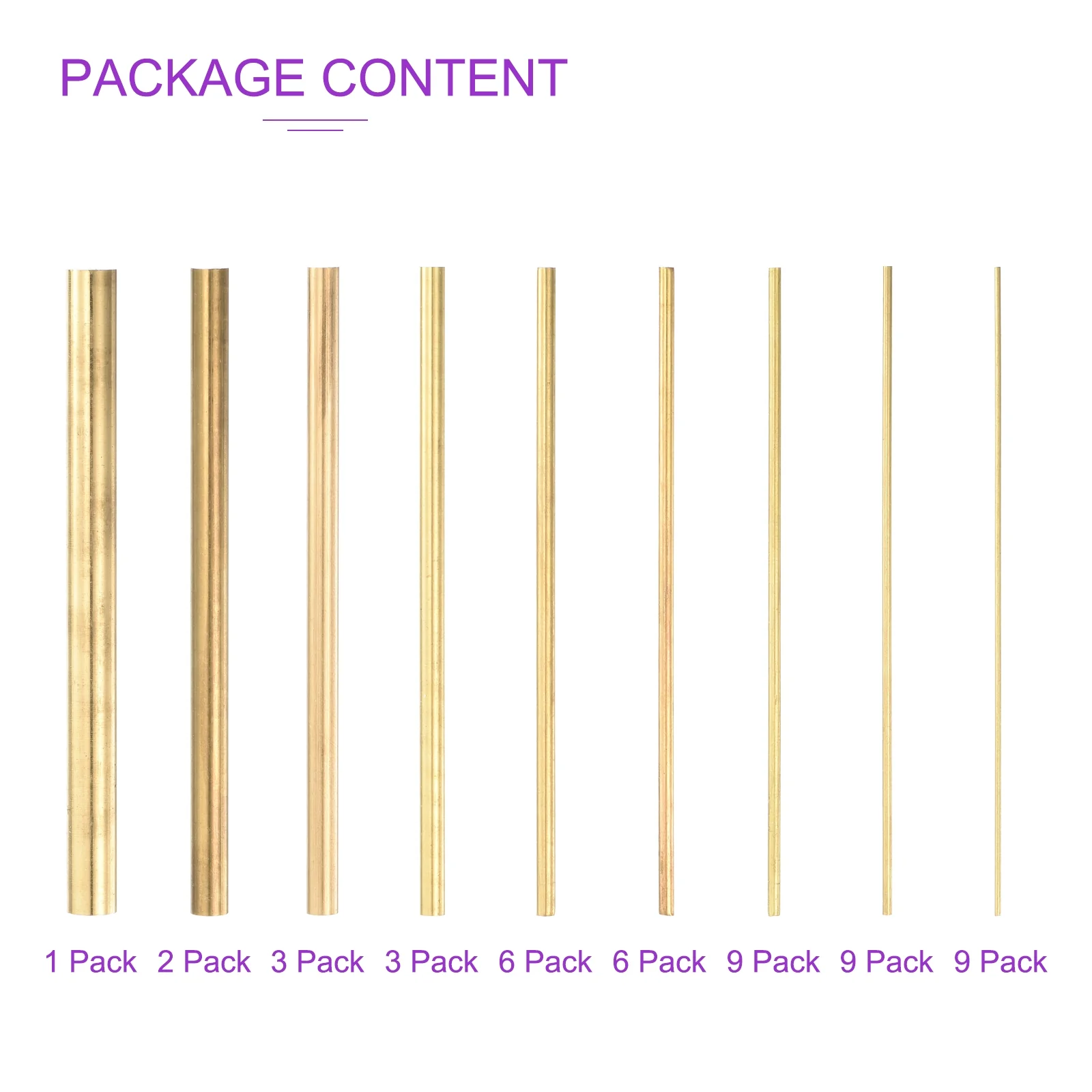 Brass Rods Assortment Kit,Solid Round Brass Rod for DIY Craft Brass Welding Rods Lathe Bar Stock for Drift Punches Shaft Model Plane Ship - Image 5
