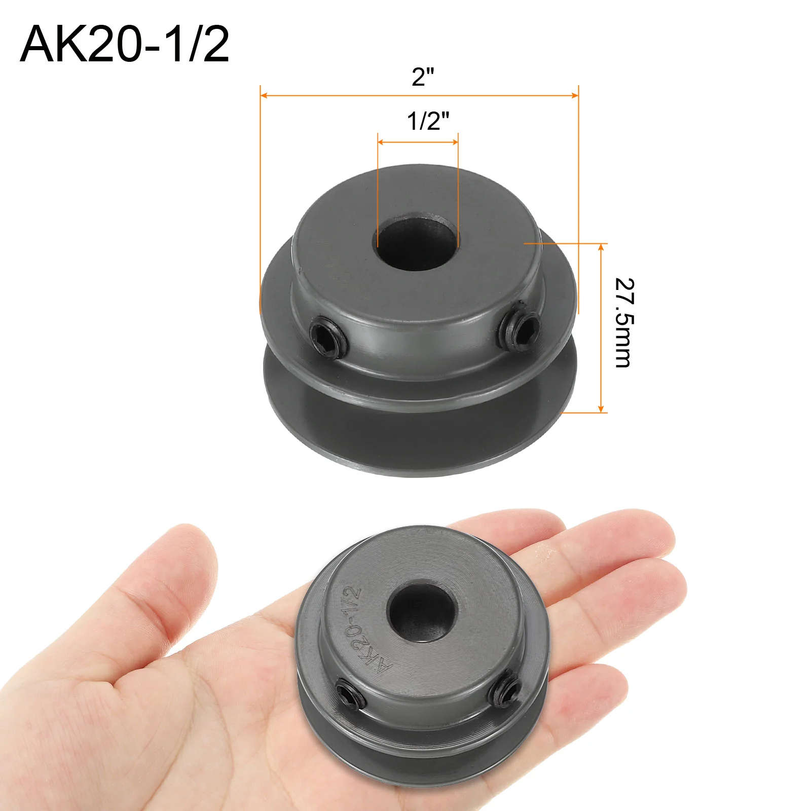 Uxcell AK20-1/2 V-Belt Sheave 1/2"Bore 2"OD Single Groove - Image 2
