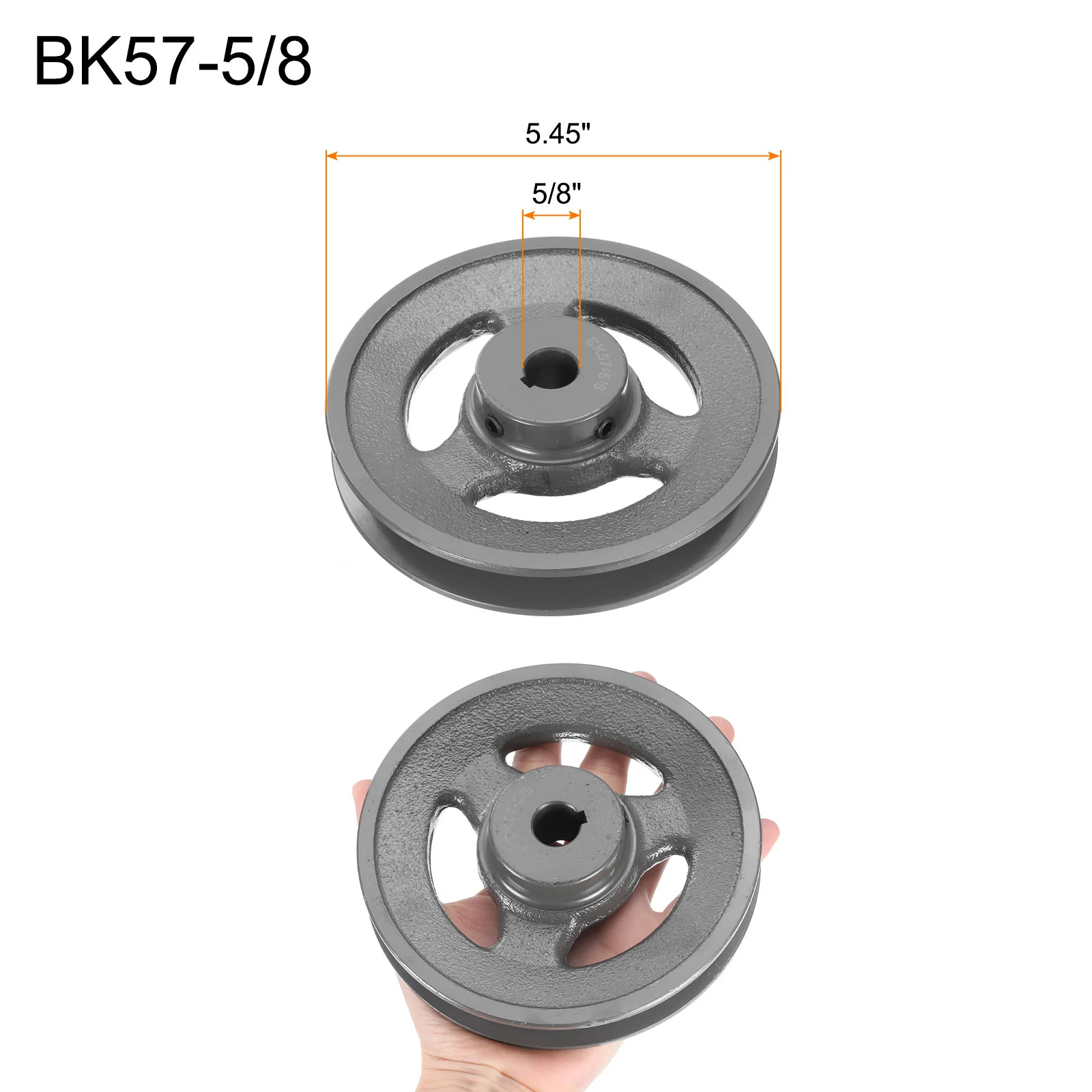 Uxcell BK57-5/8 V-Belt Sheave 5/8"Bore 5.45"OD Single Groove for 3L or B Belt - Image 2