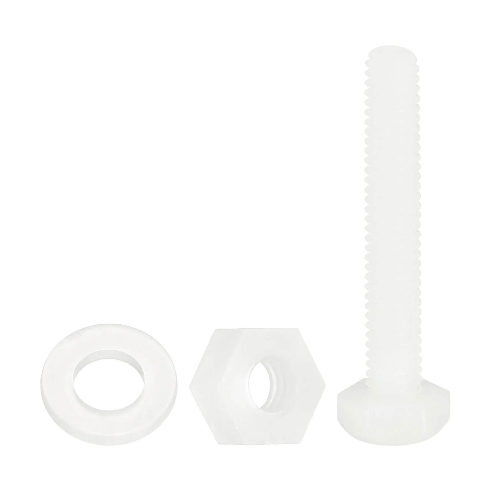 Uxcell 150 Pcs/50 Sets M4 x 25mm Nylon Hex Bolts and Nuts with Flat Washers, White