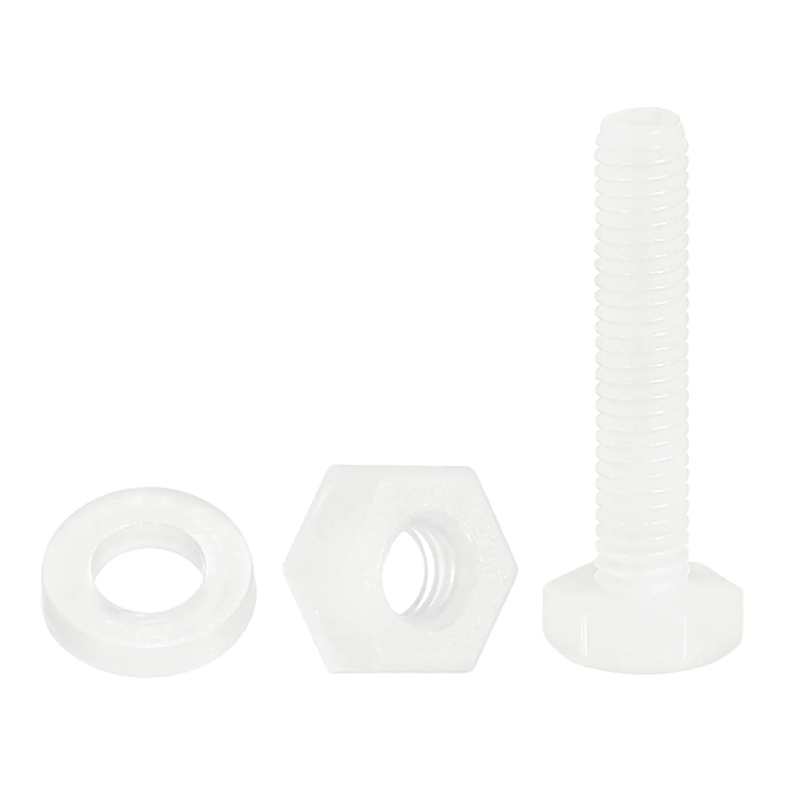 Uxcell 300 Pcs/100 Sets M3 x 15mm Nylon Hex Bolts and Nuts with Flat Washers, White