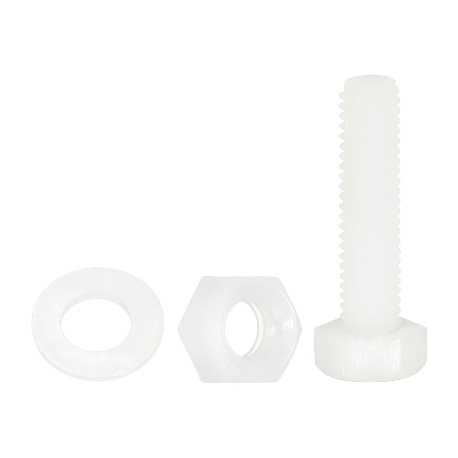Uxcell 150 Pcs/50 Sets M5 x 20mm Nylon Hex Bolts and Nuts with Flat Washers, White