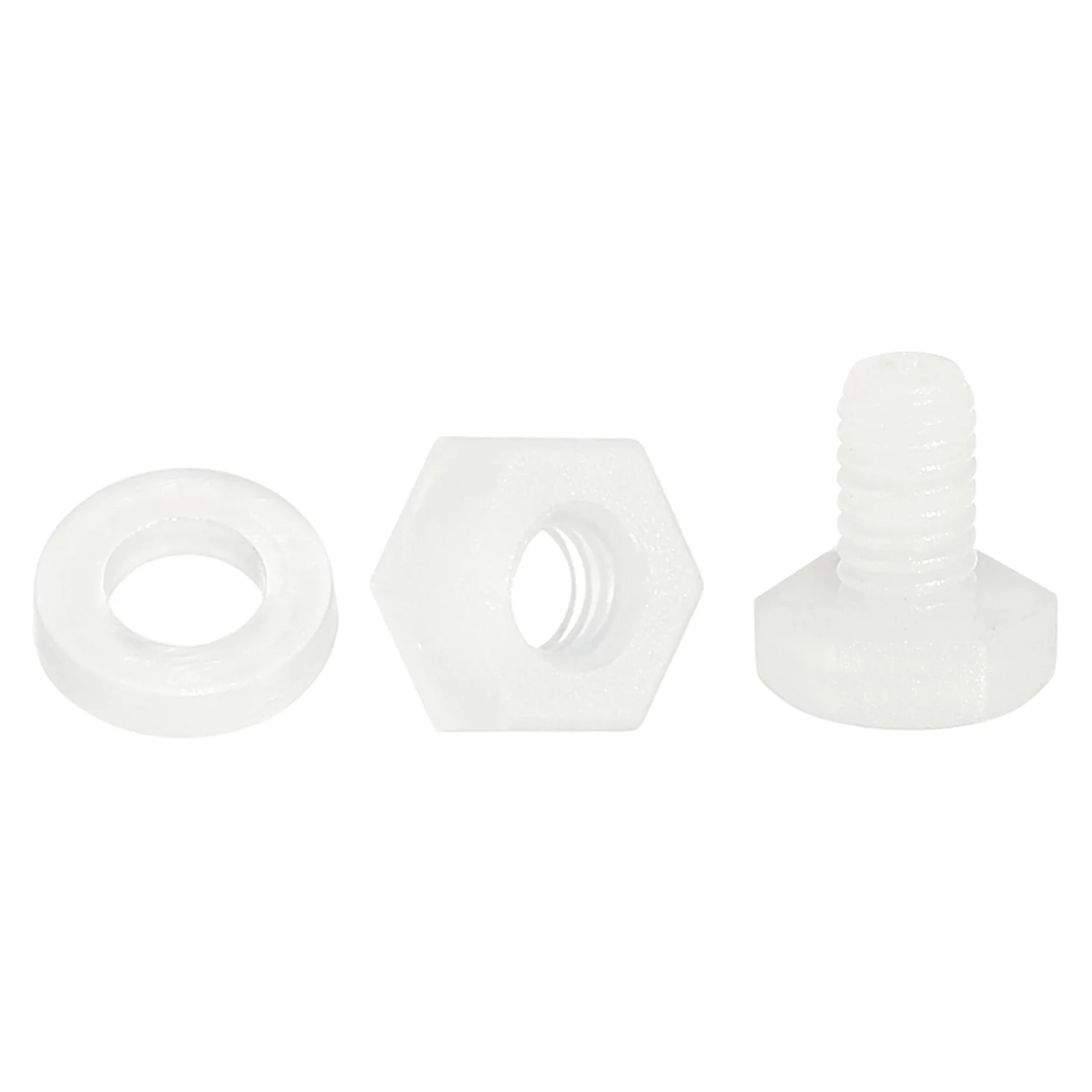 Uxcell 300 Pcs/100 Sets M3 x 5mm Nylon Hex Bolts and Nuts with Flat Washers, White