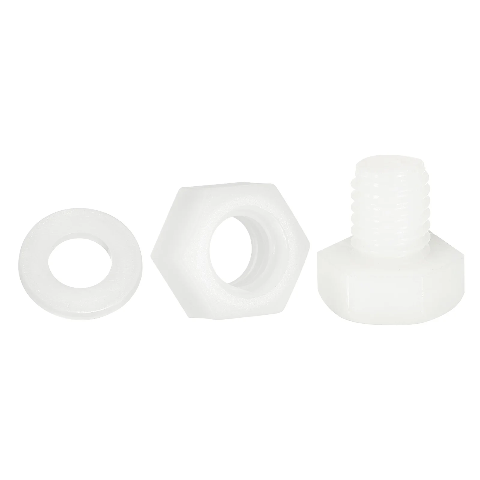 Uxcell 150 Pcs/50 Sets M8 x 10mm Nylon Hex Bolts and Nuts with Flat Washers, White