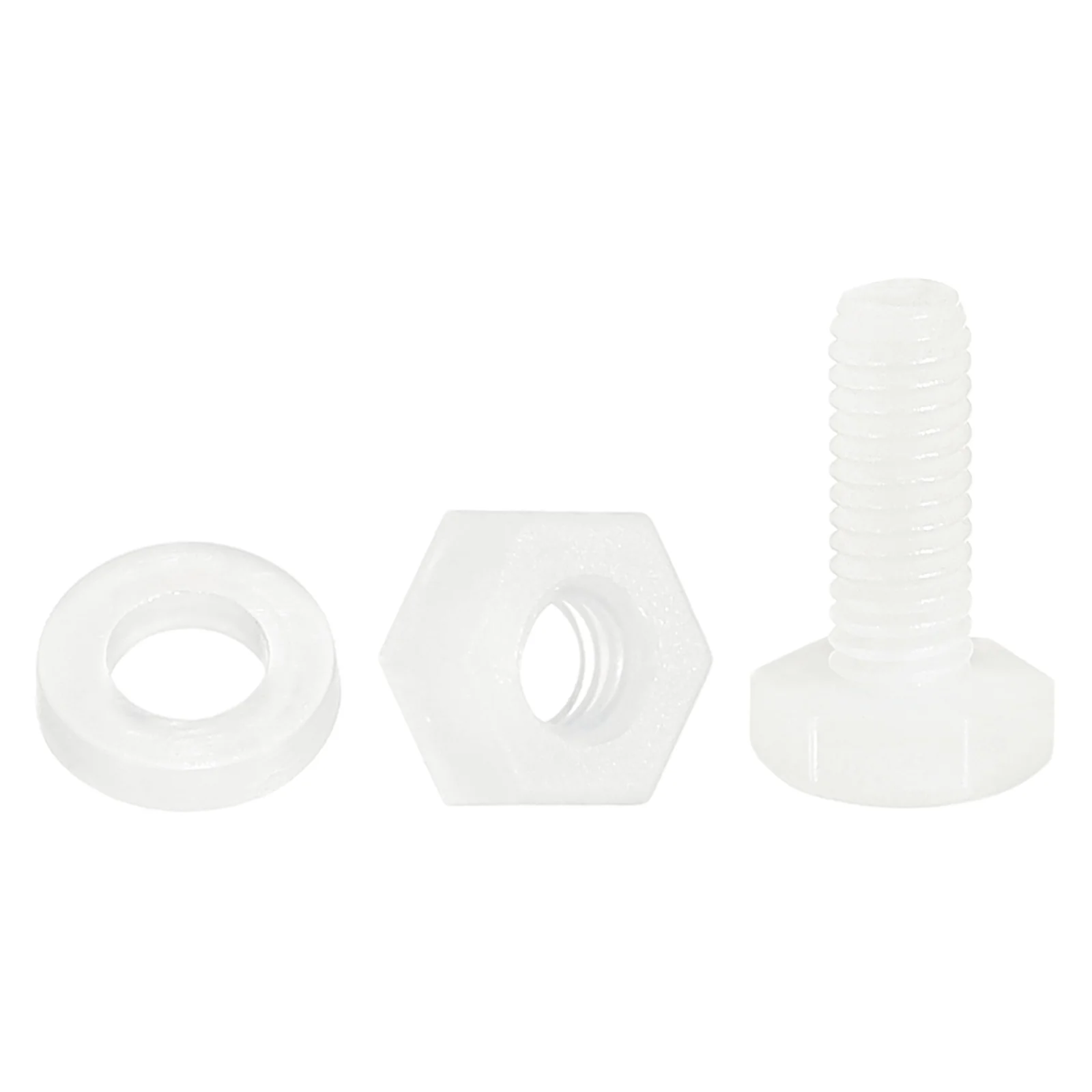 Uxcell 150 Pcs/50 Sets M3 x 8mm Nylon Hex Bolts and Nuts with Flat Washers, White