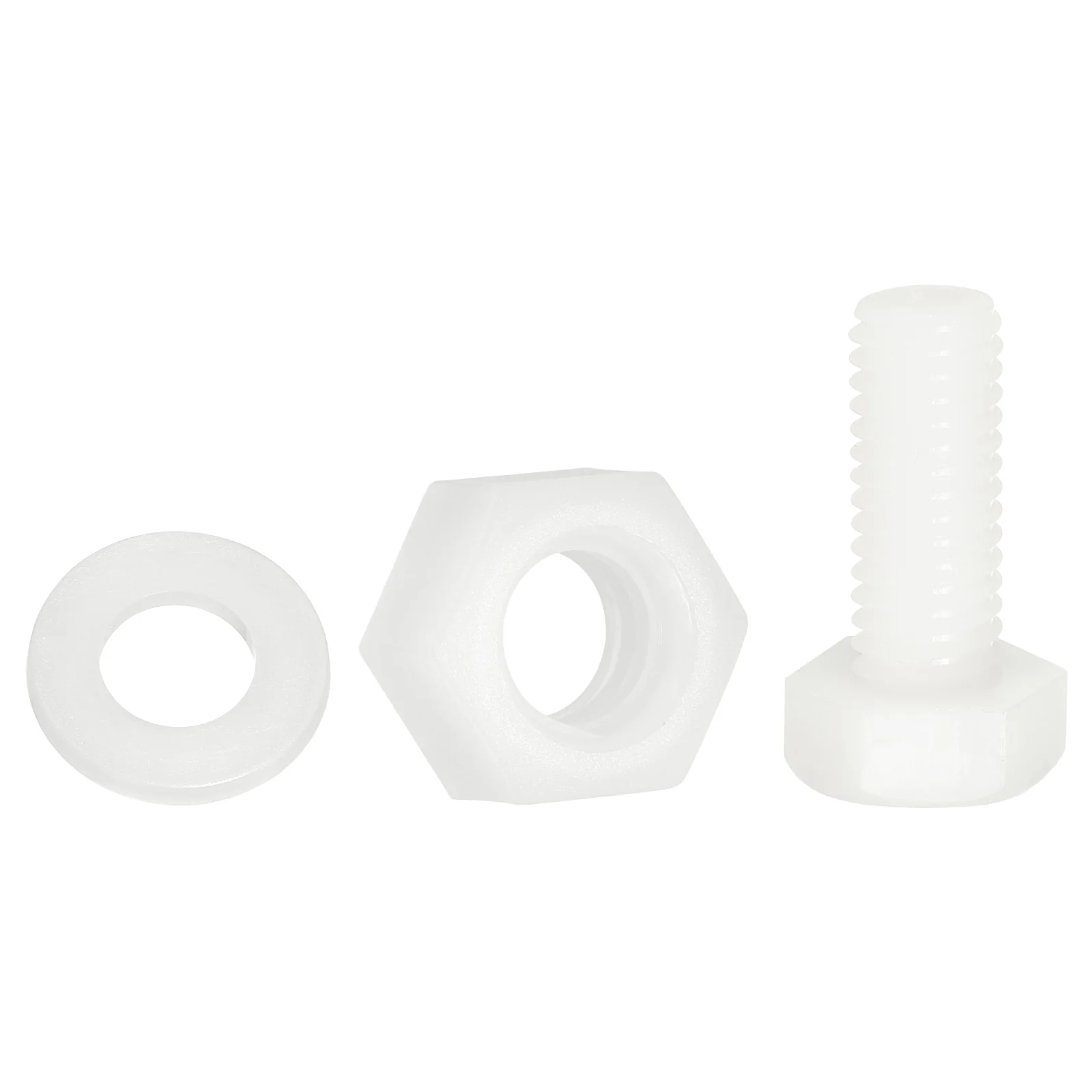 Uxcell 300 Pcs/100 Sets M8 x 20mm Nylon Hex Bolts and Nuts with Flat Washers, White