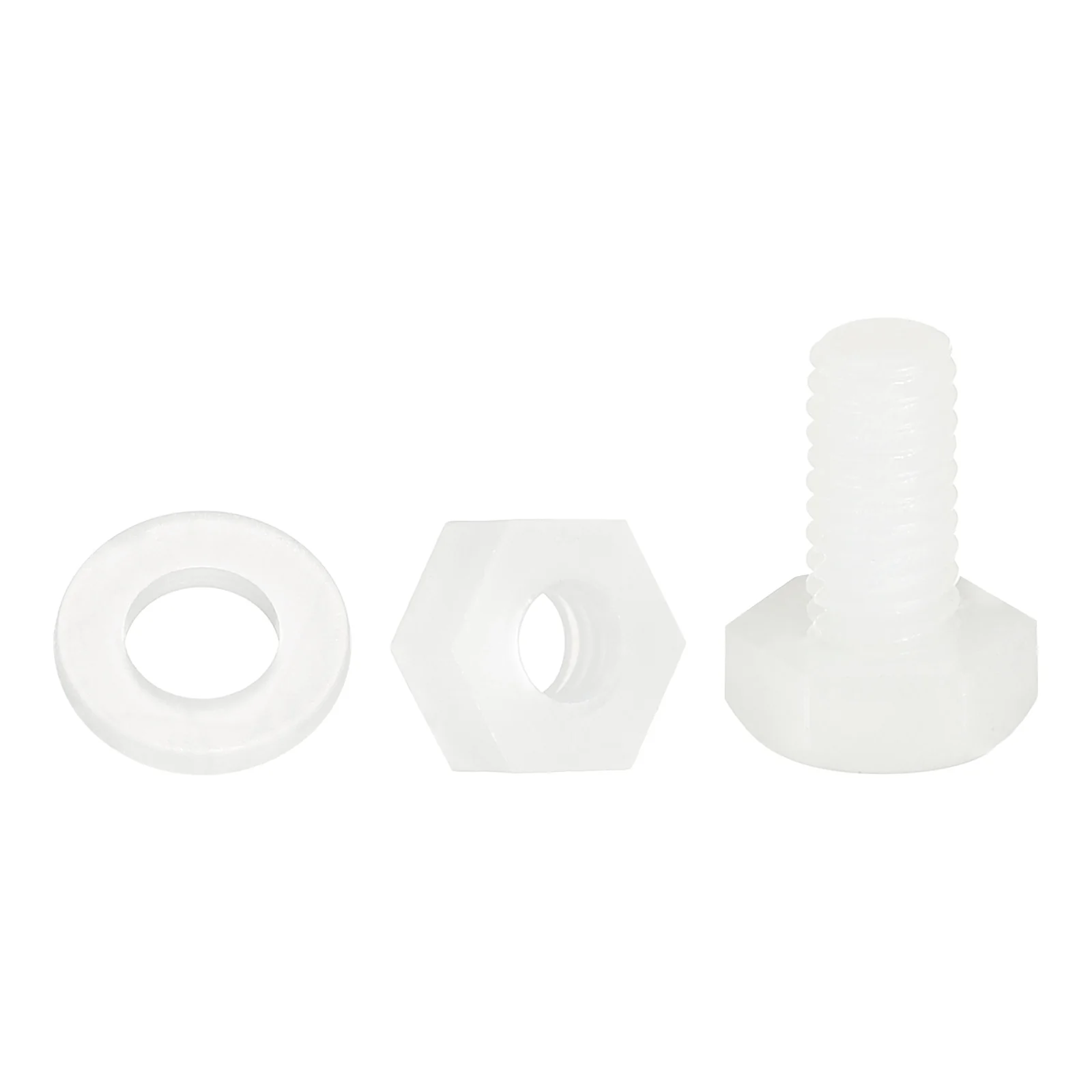 Uxcell 150 Pcs/50 Sets M4 x 8mm Nylon Hex Bolts and Nuts with Flat Washers, White