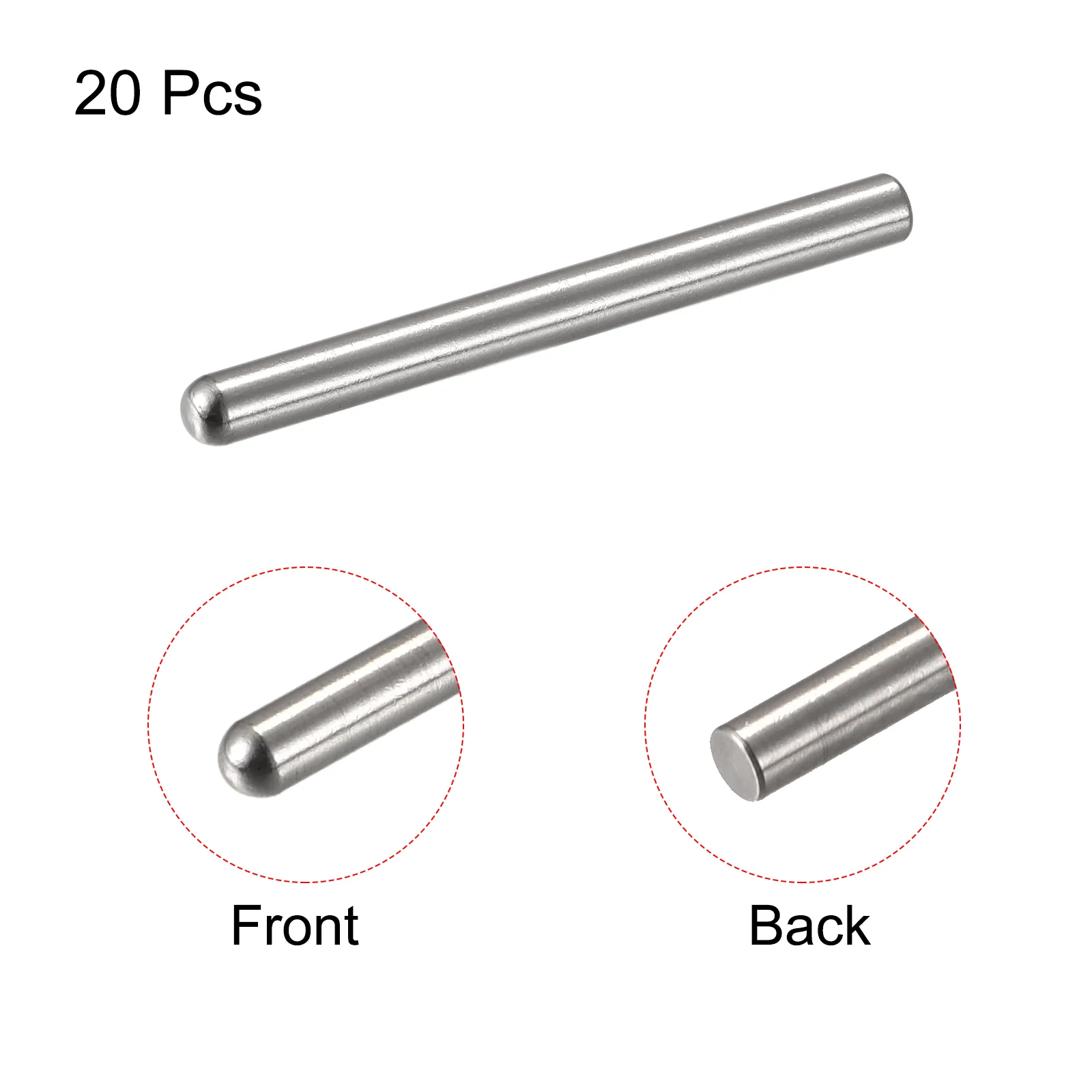 Uxcell 6x60mm Dowel Pins, 20pcs Round Head Flat Chamfered End Dowel Pin - Image 3